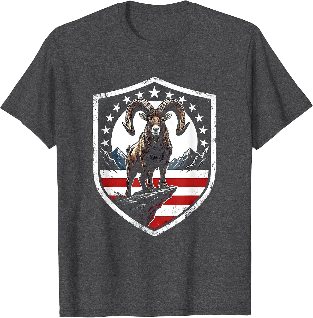 Men's Mountain Goat Cliff Ledge Freedom Long Sleeve T-Shirt - Dark Heather Grey