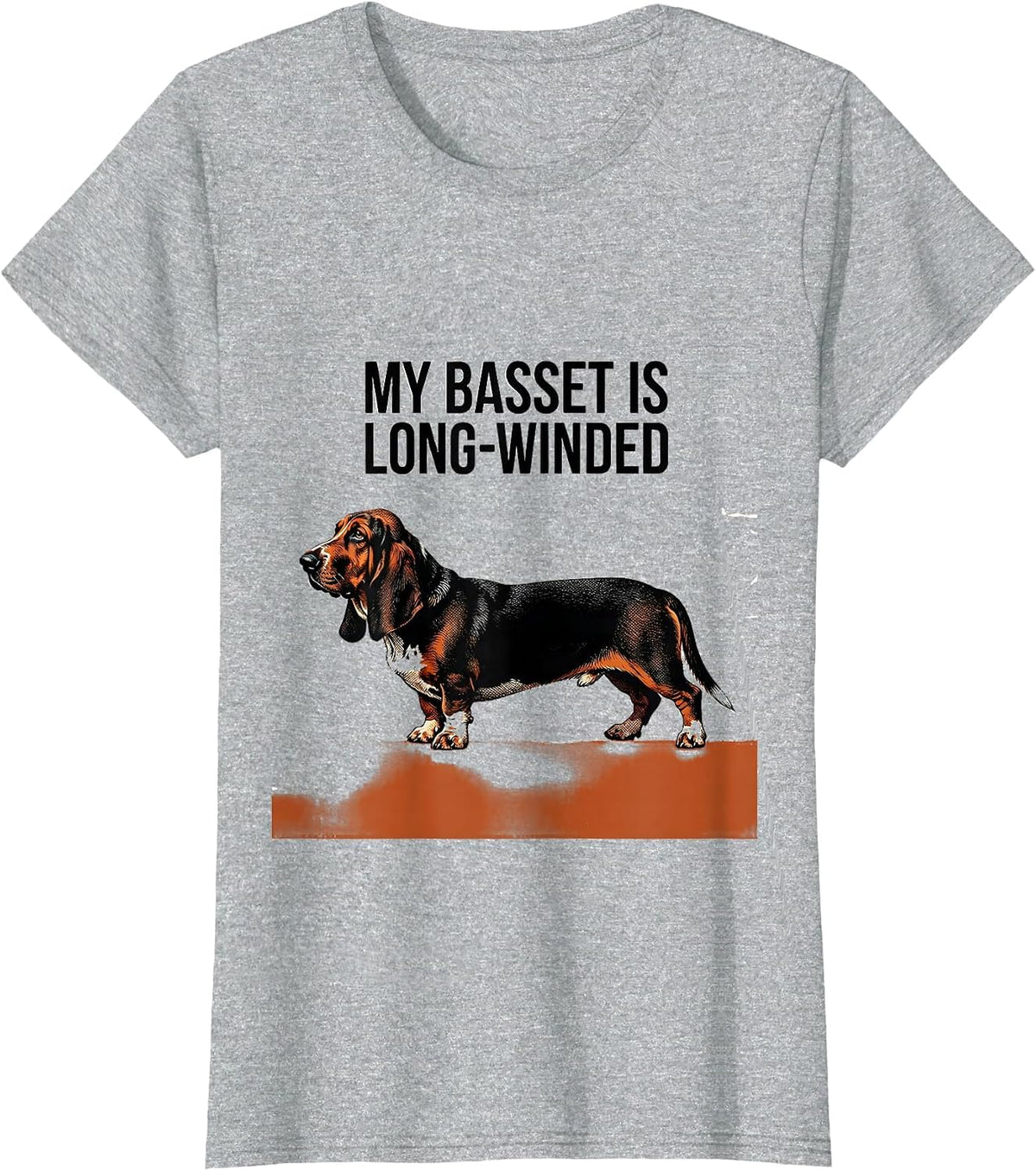 My Basset Is Long-Winded Funny Basset Hound Dog Lover Gift T-Shirt - Heather Grey
