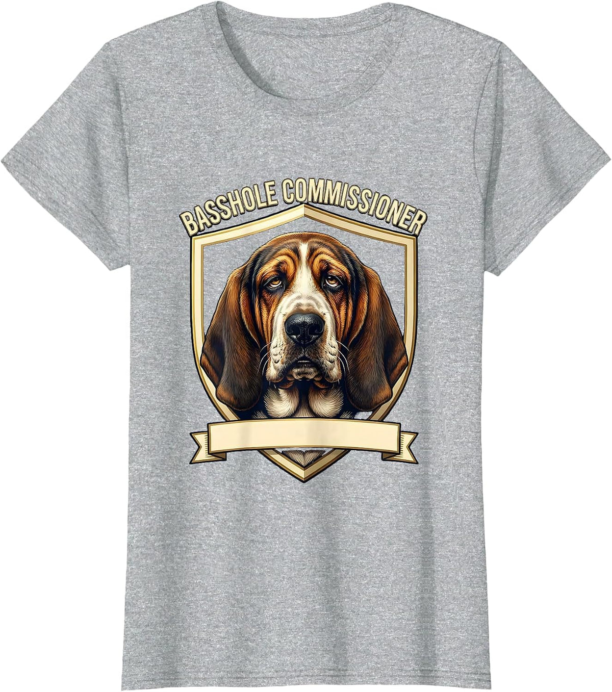 Basshole Commissioner Funny Basset Hound Owner Dog Lover T-Shirt - Heather Grey