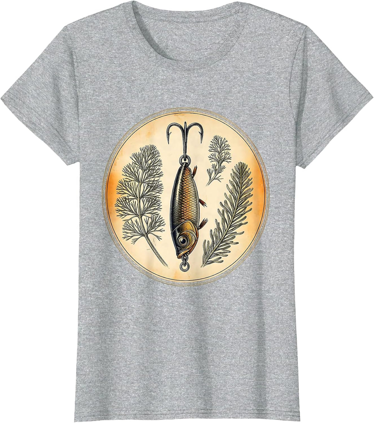 Underwater Fishing Lure Sinking Illustration T-Shirt - Heather Grey