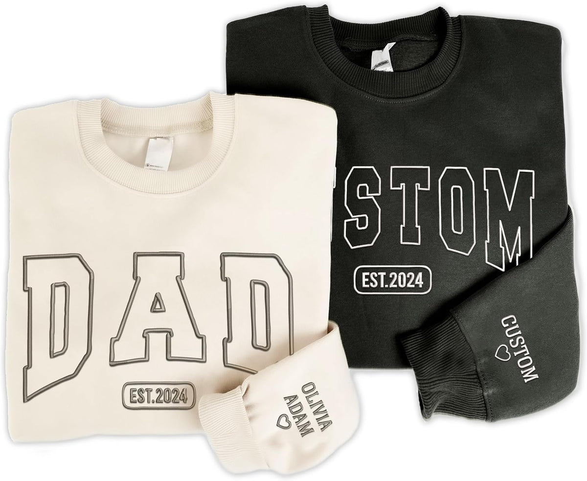 Embroidered Dad Crewneck Kids Names Sweatshirt, Dad Sweatshirt, Dad Gift, Pregnancy Reveal, Gift for New Dad - Dad