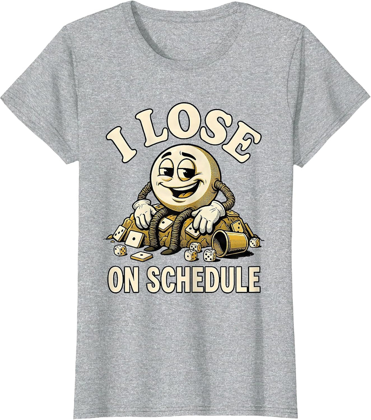 I Lose On Schedule Retro Cartoon Funny Gamer RPG Tabletop T-Shirt - Heather Grey