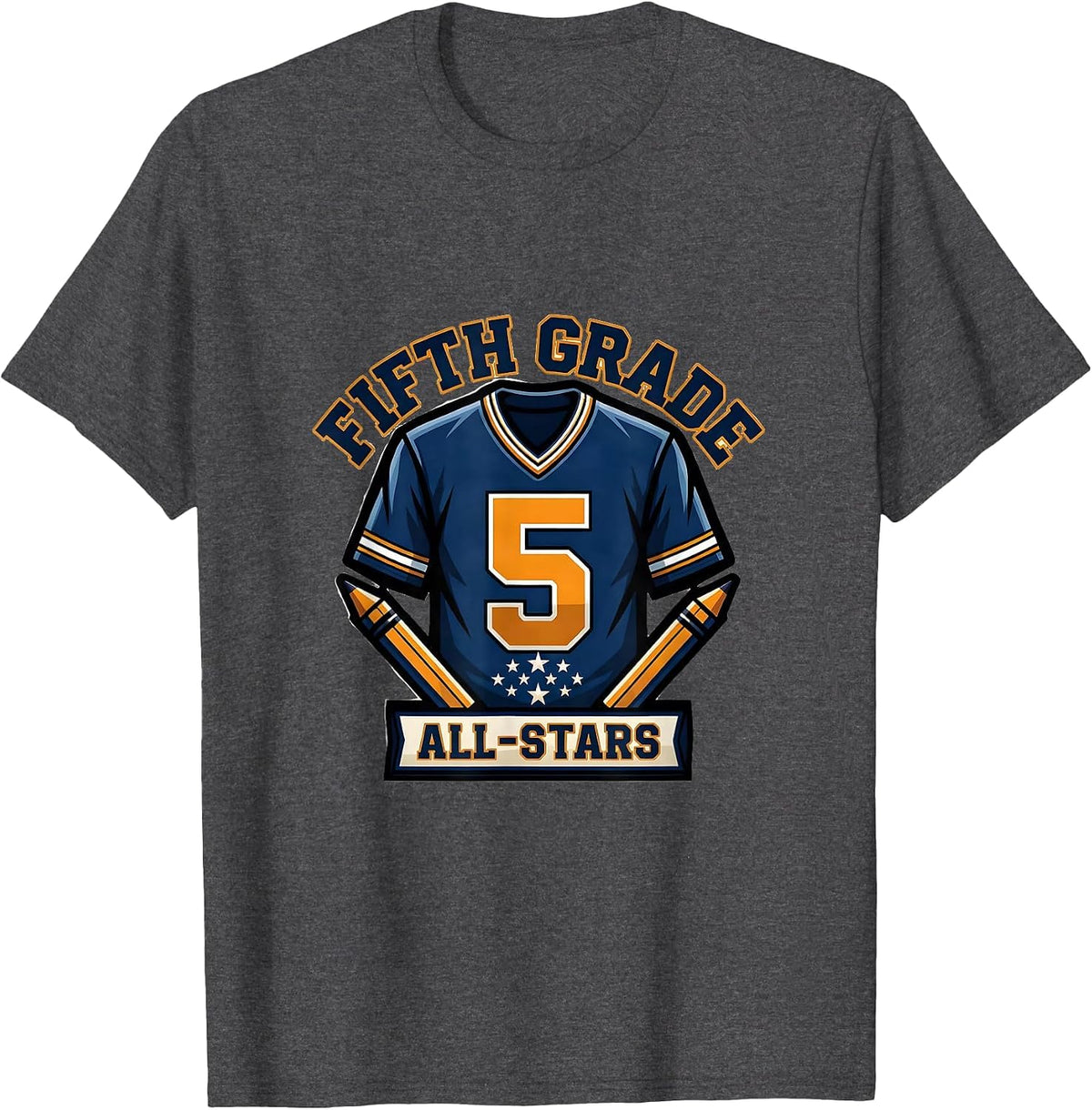 Fifth Grade All-Stars Funny Teacher Back To School Team T-Shirt - Dark Heather Grey