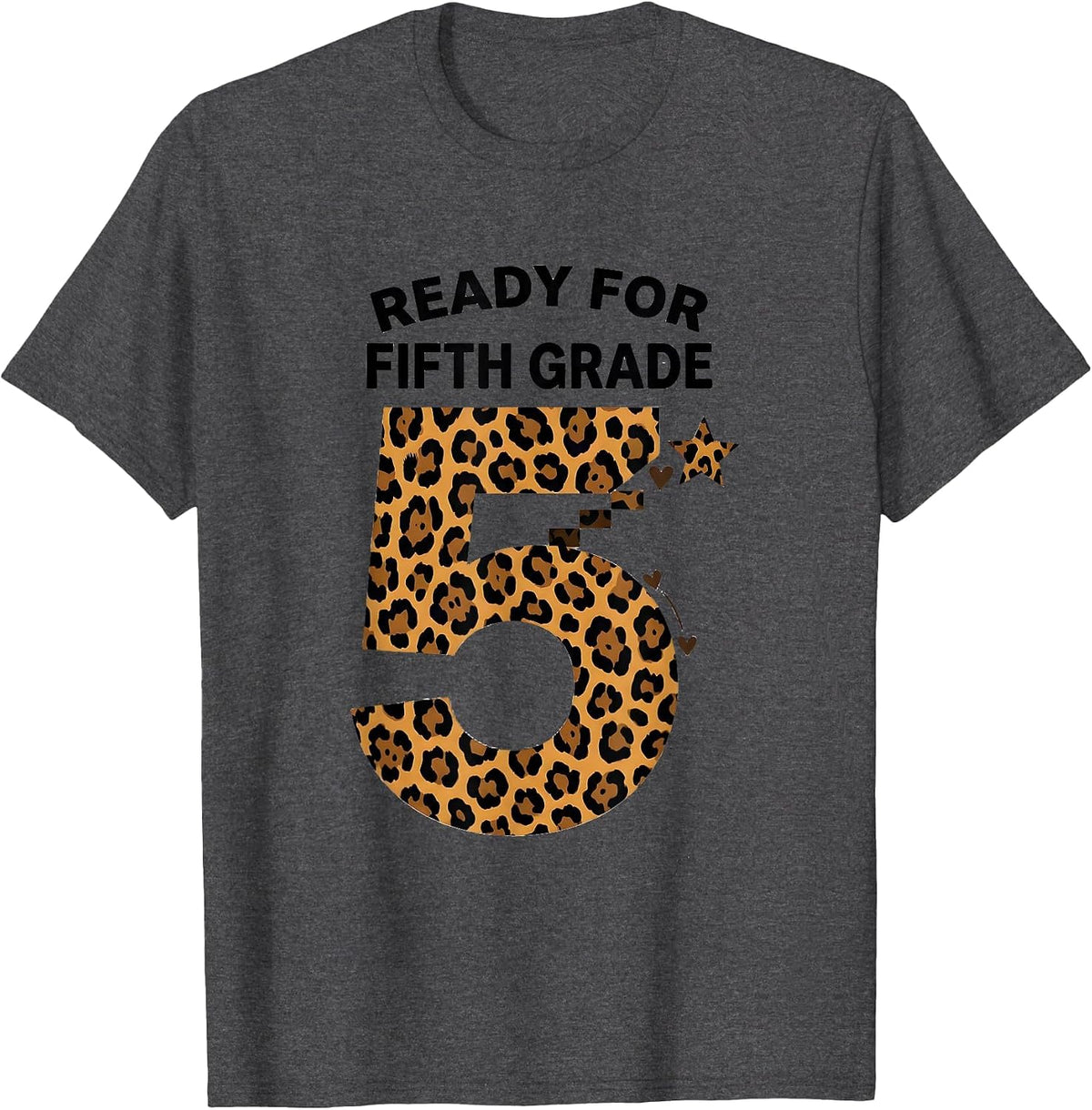 Men's Ready For Fifth Grade Leopard Print Teacher Back To School T-Shirt - Dark Heather Grey