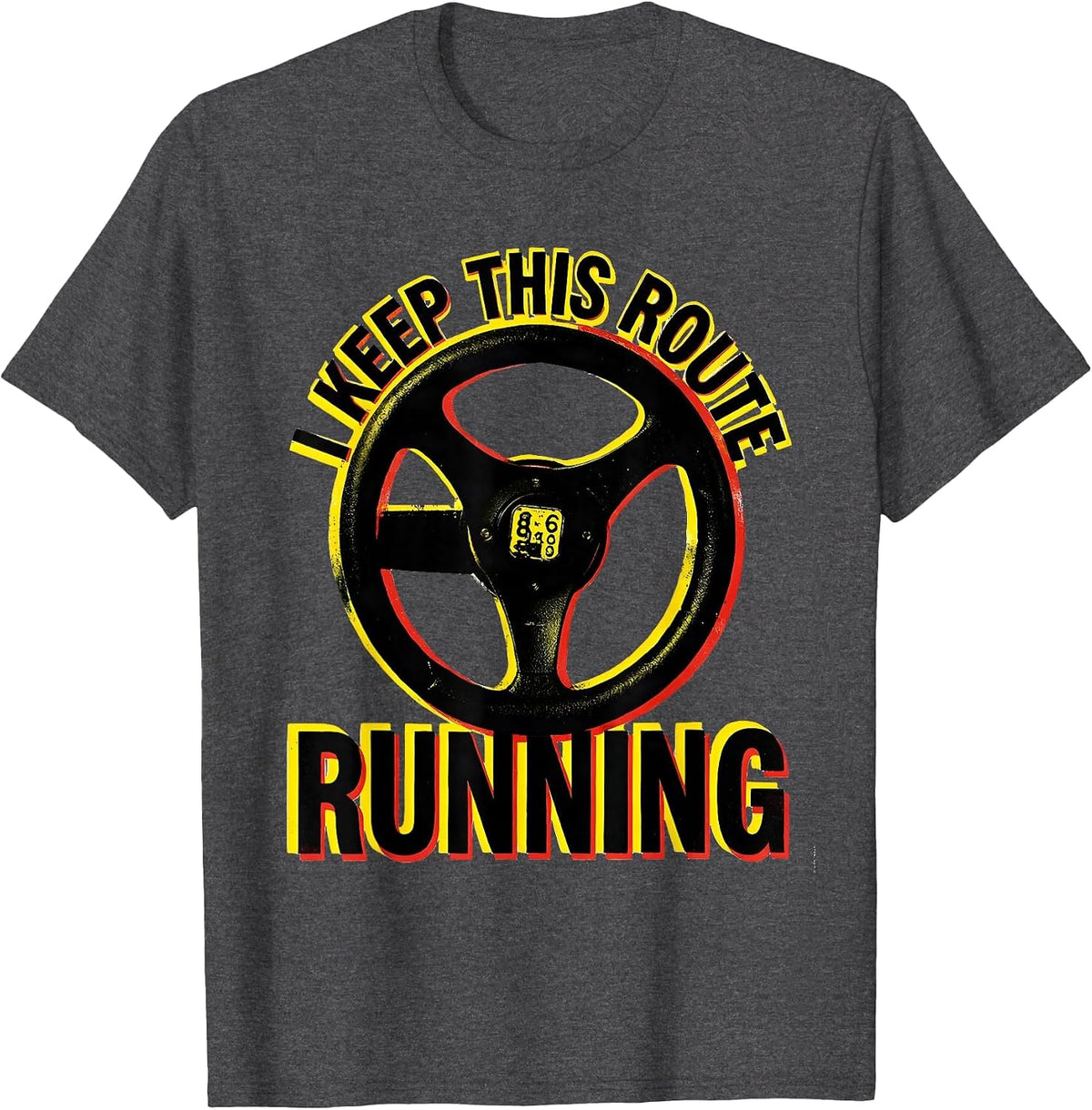 I Keep This Route Running Funny School Staff Bus Driver T-Shirt - Dark Heather Grey