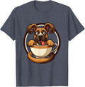 Giant Dog in a Tiny Teacup Great Dane Illustration T-Shirt - Heather Blue