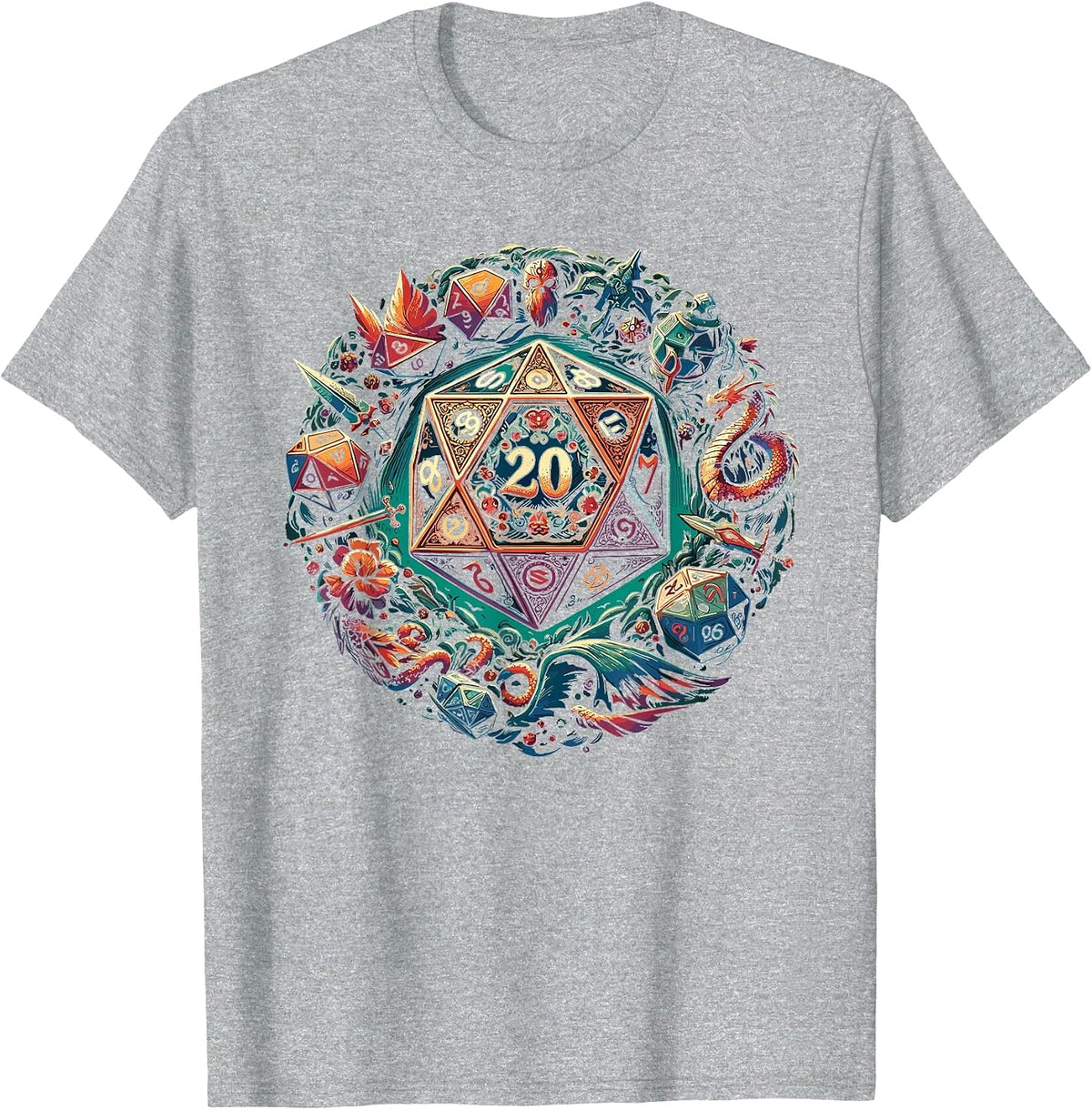 Role Playing Game RPG Master D20 Tabletop Funny RPG Gamer T-Shirt - Heather Grey