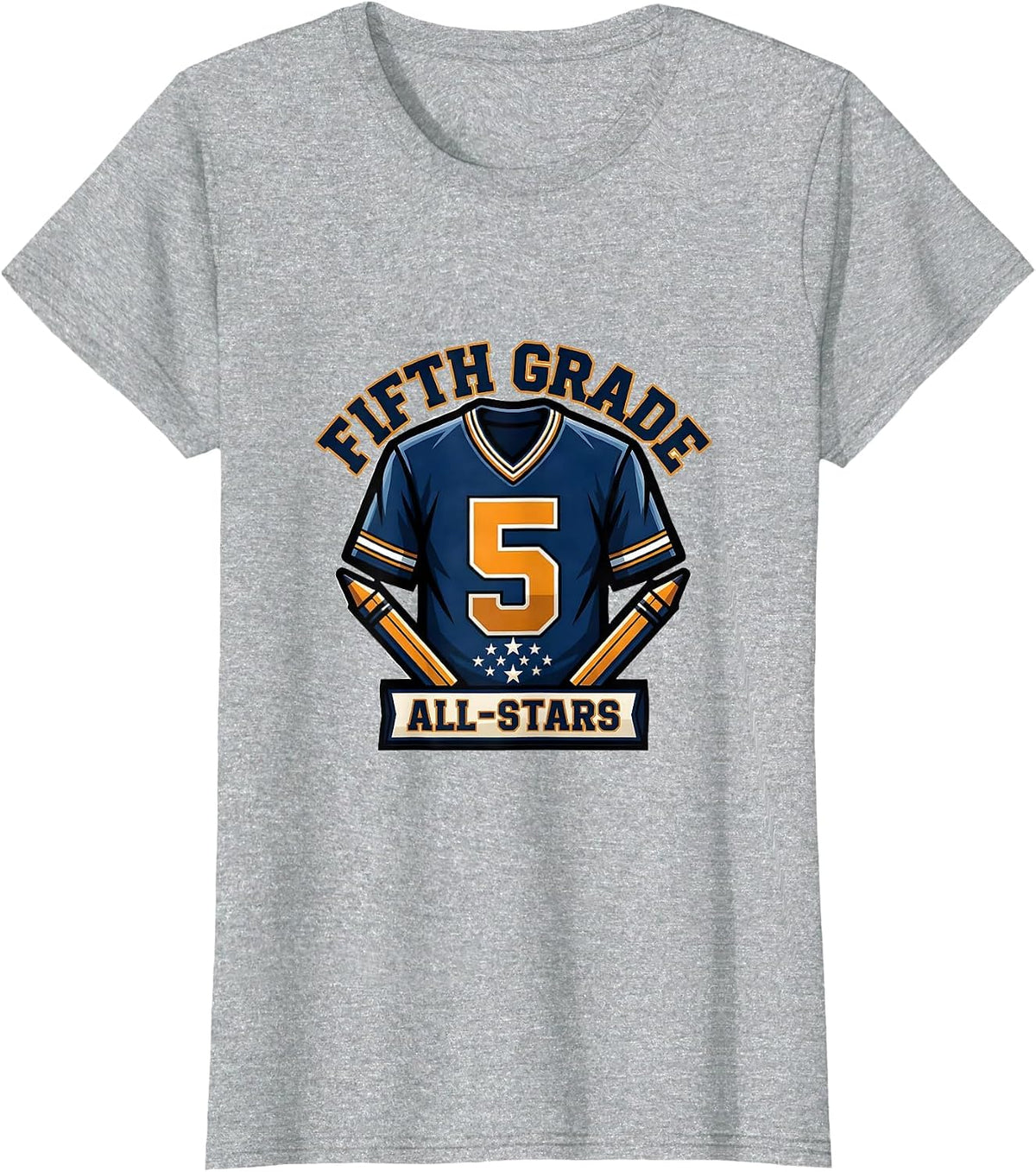 Fifth Grade All-Stars Funny Teacher Back To School Team T-Shirt - Heather Grey