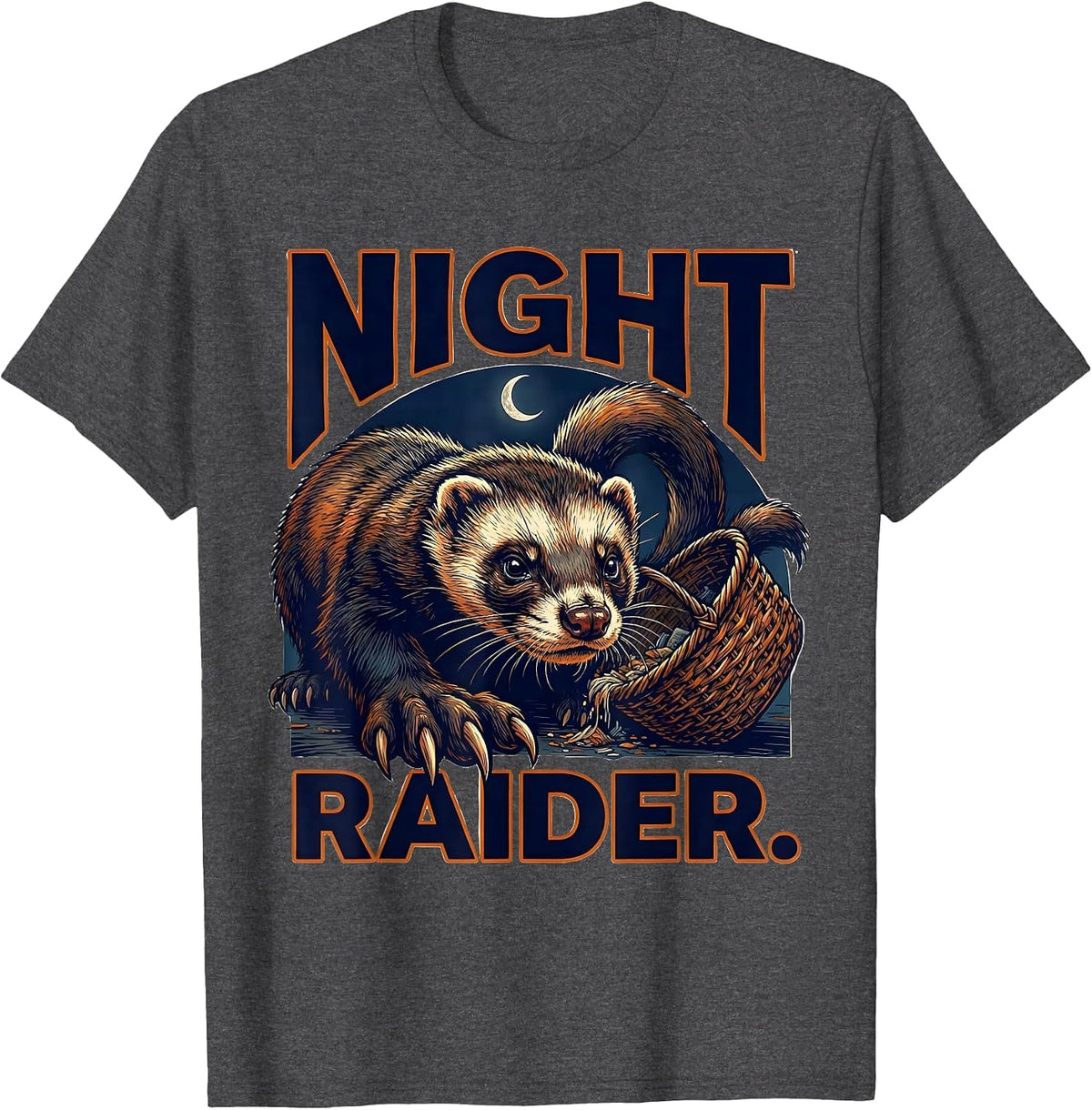 Night Raider Funny Ferret Lover Gift T-Shirt - Dark Heather Grey
