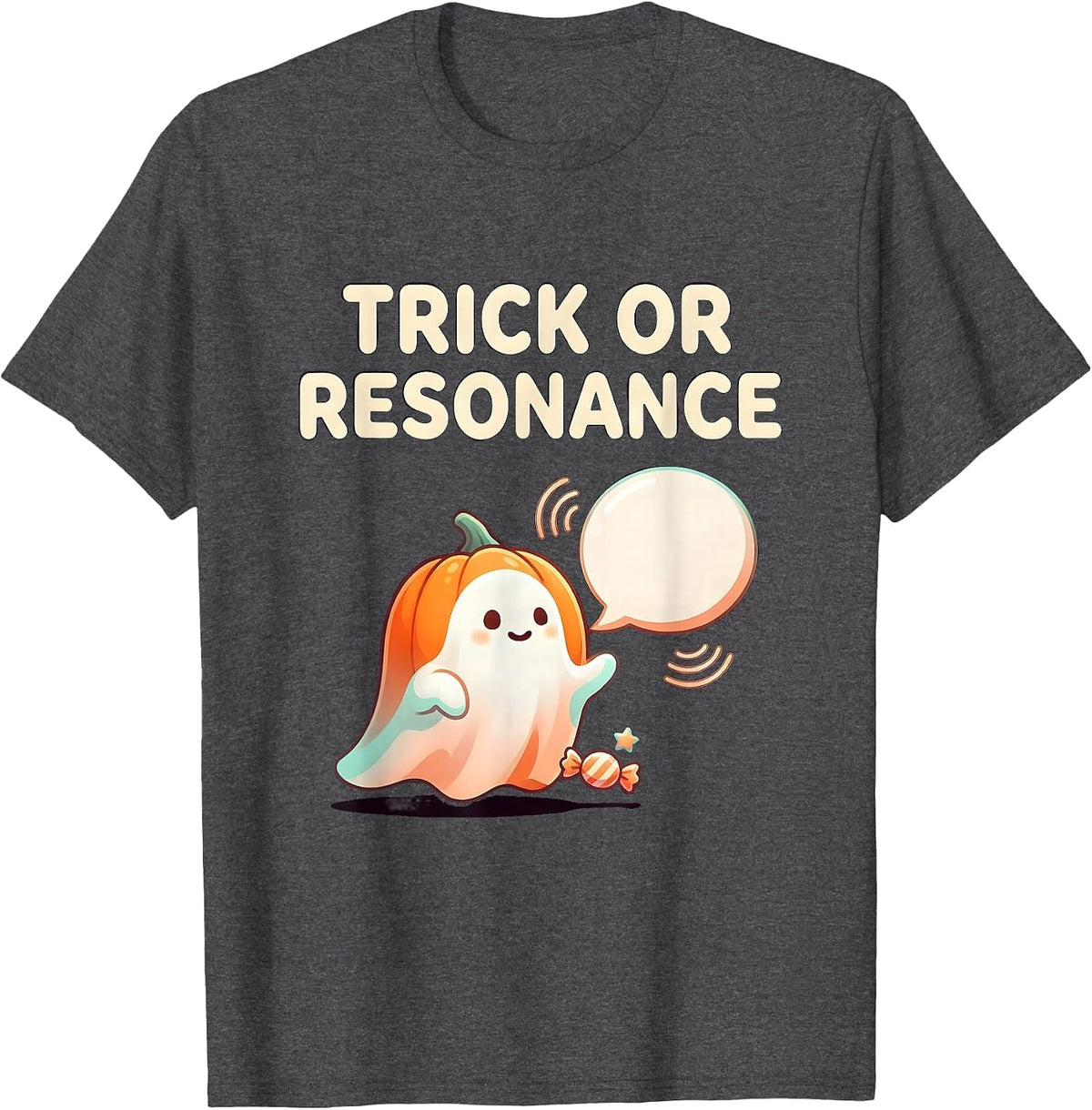 Trick Or Resonance Cute Kawaii Halloween Speech Therapy SLP T-Shirt - Dark Heather Grey