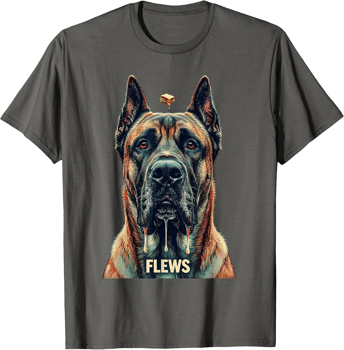 Men's FLEWS Funny Great Dane Jowls Drool Dog Mom Dog Dad Gift T-Shirt - Asphalt Grey