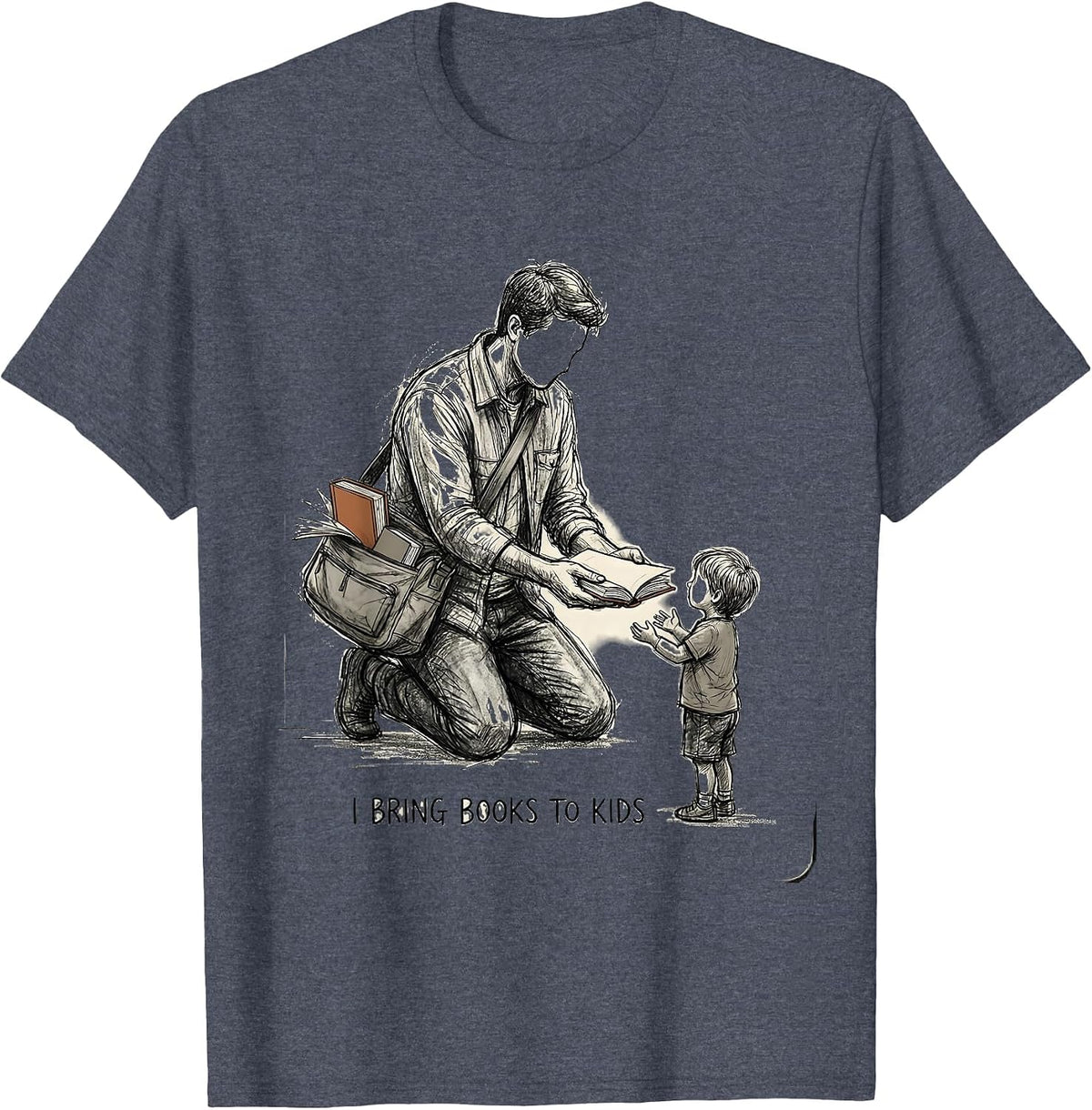 I Bring Books To Kids Literacy Advocate Teacher Librarian T-Shirt - Heather Blue