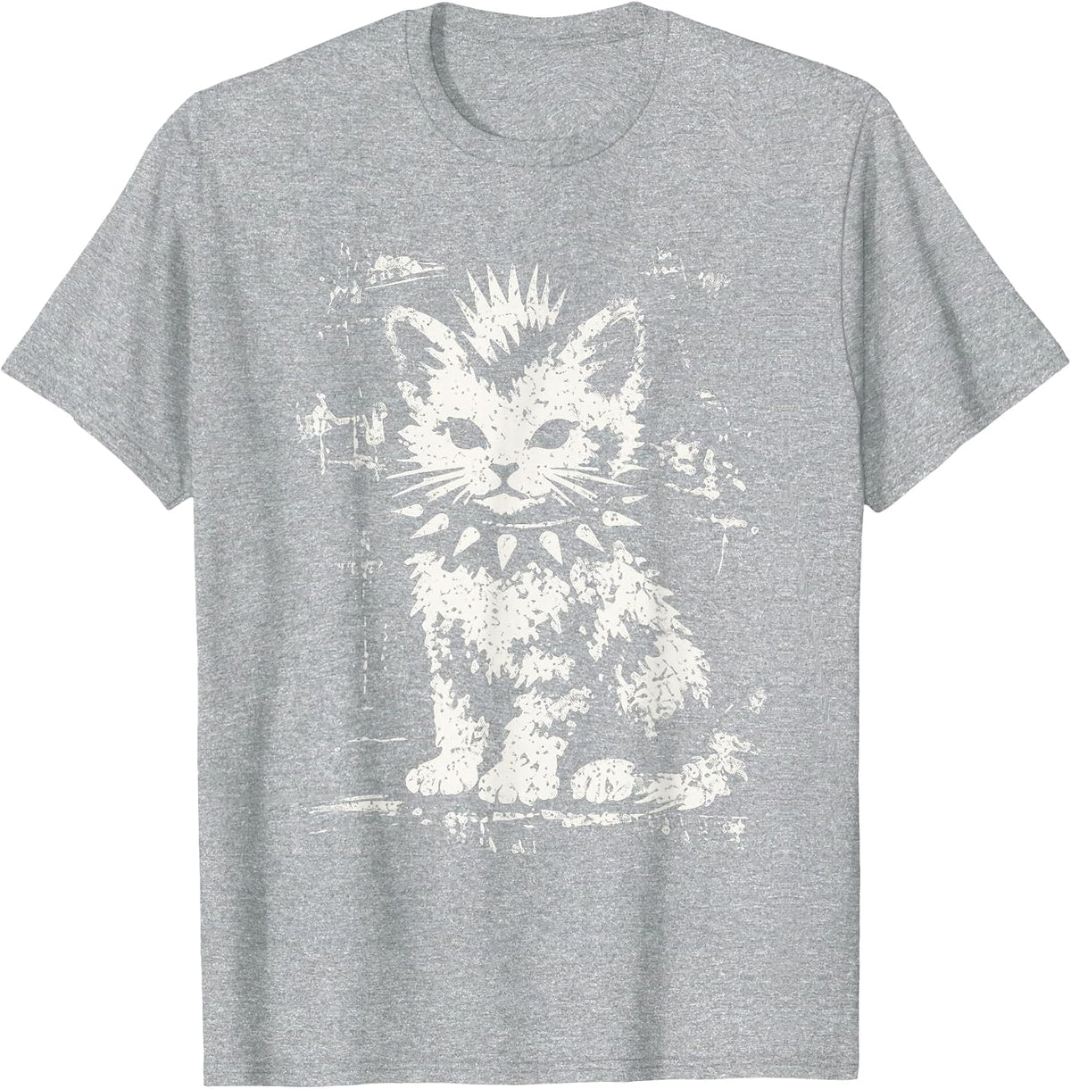 Punk Cat Grunge Rebel Cat Alternative Style T-Shirt - Heather Grey