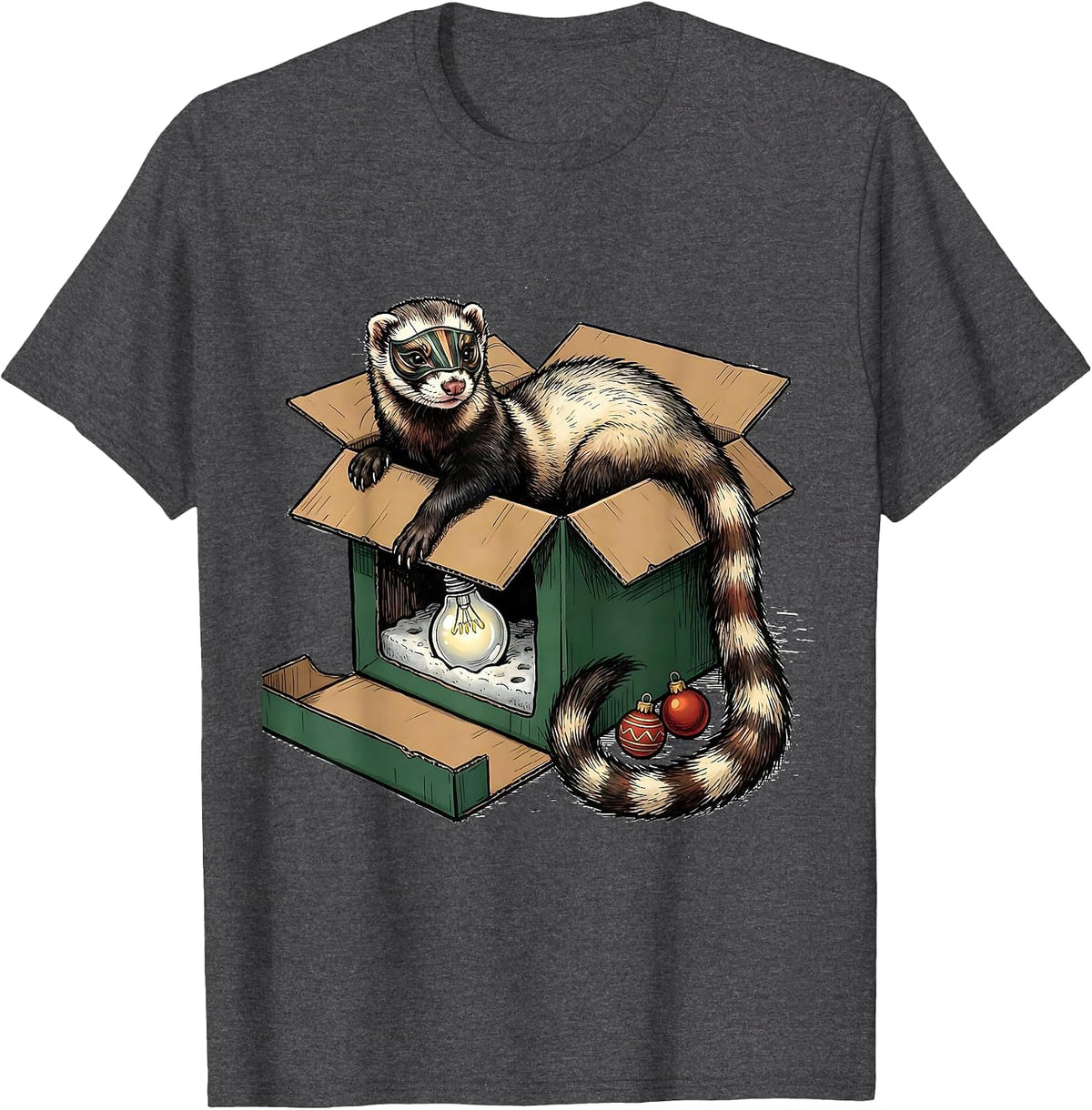 Men's Ferret In Ornament Box Funny Ferret Lover Gift T-Shirt - Dark Heather Grey