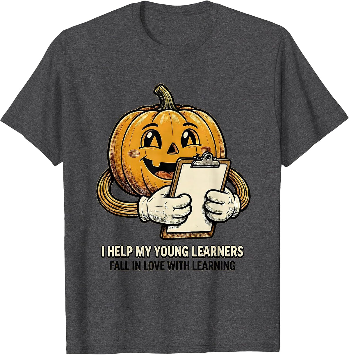I Help My Young Learners Fall In Love With Learning Retro T-Shirt - Dark Heather Grey