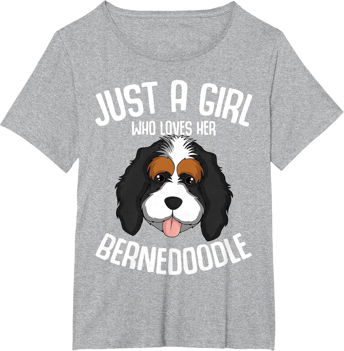 Just a Girl Who Loves Her Bernedoodle Dog Girls T-Shirt - Heather Grey