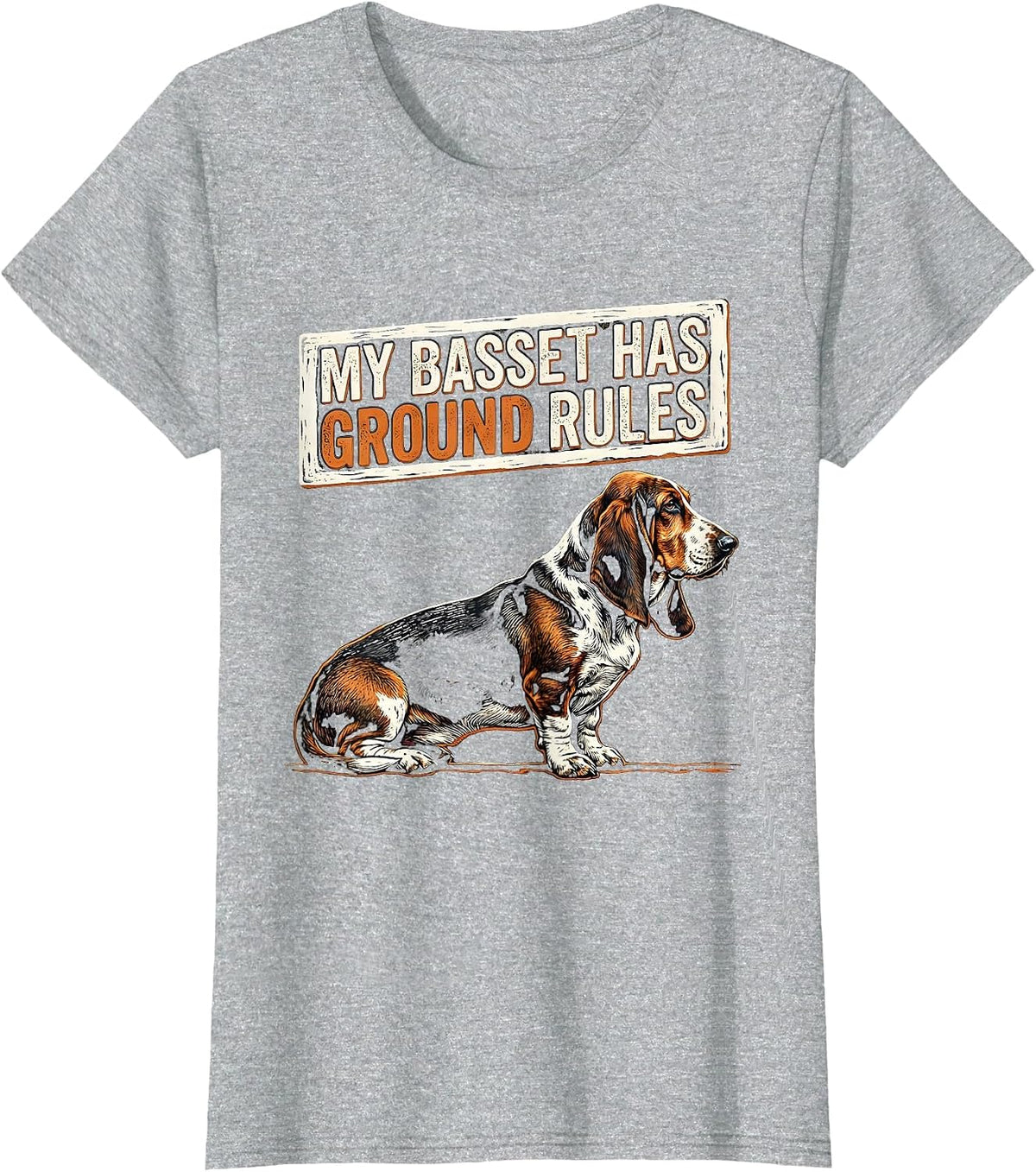My Basset Has Ground Rules Funny Basset Hound Dog Lover Gift T-Shirt - Heather Grey