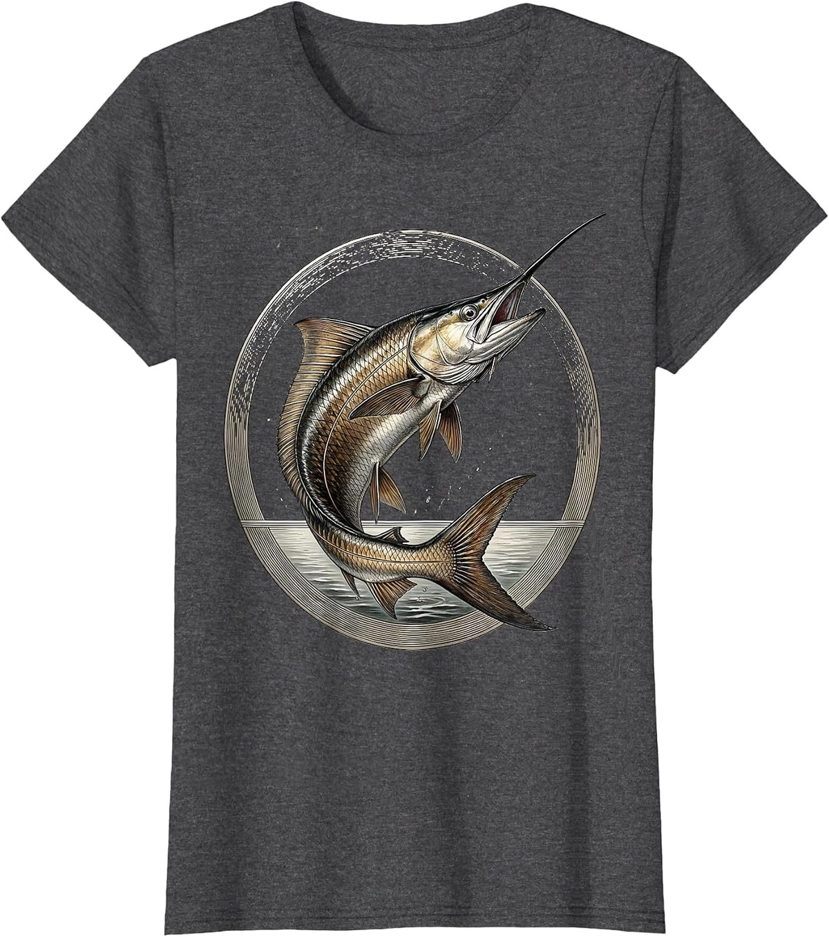Women's Gulf of Mexico Jumping Tarpon Illustration T-Shirt - Dark Heather Grey