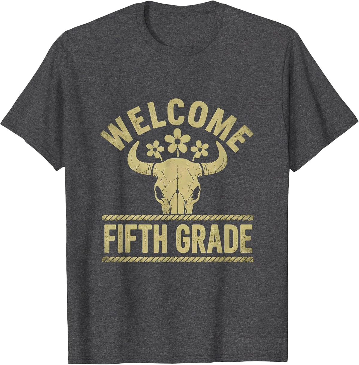 Men's Welcome Fifth Grade Boho Western Teacher Back To School T-Shirt - Dark Heather Grey