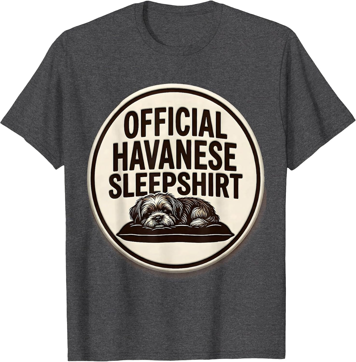 Men's OFFICIAL HAVANESE SLEEPSHIRT Cute Dog Breed Pajama Nightgown T-Shirt - Dark Heather Grey
