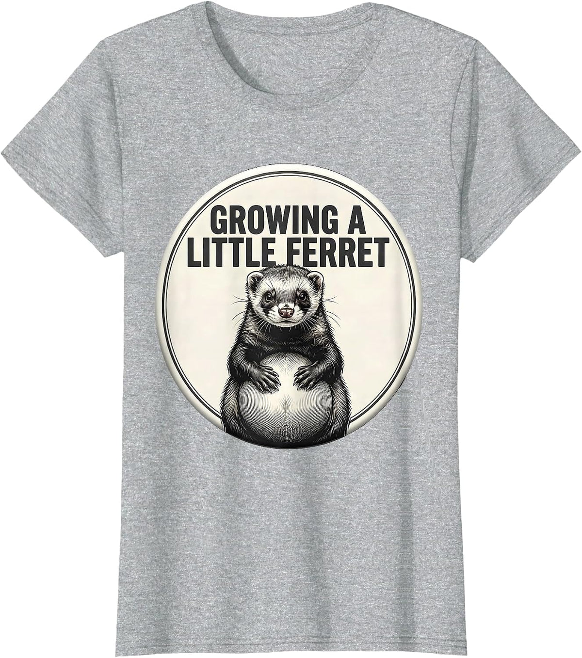 Women's Growing A Little Ferret Funny Pregnancy Announcement T-Shirt - Heather Grey