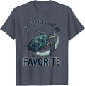 Sea Turtles Are My Favorite Linocut Ocean Animal Lover T-Shirt - Heather Blue