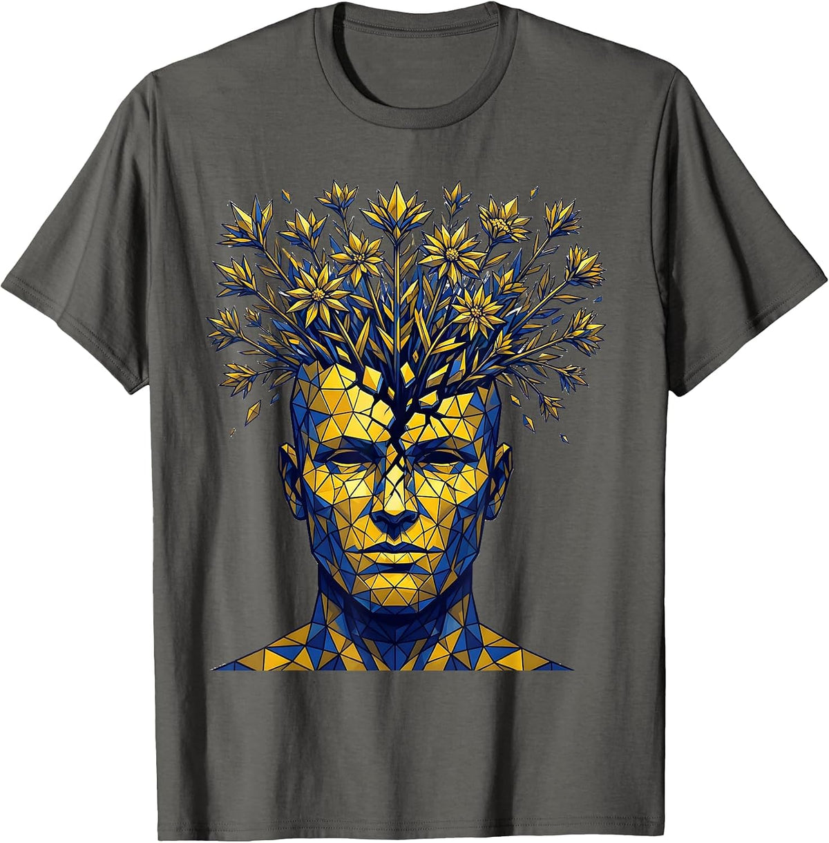 Dyslexia Wildflower Mind Blooming Brain Art T-Shirt - Asphalt Grey