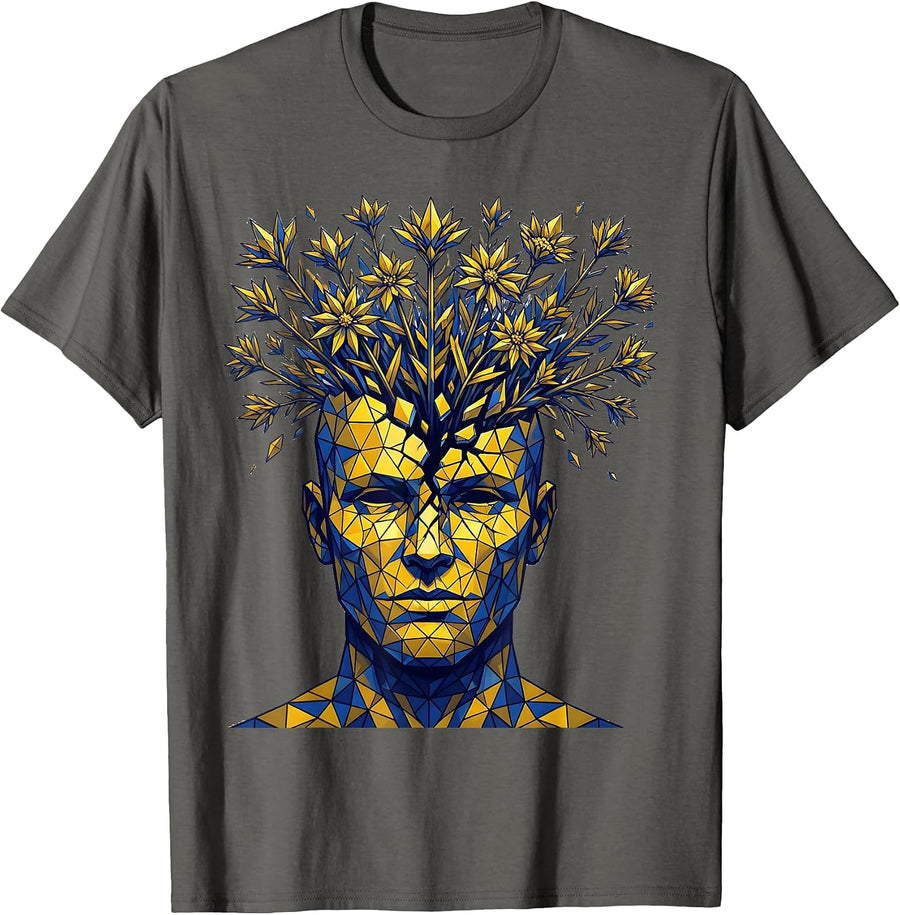 Dyslexia Wildflower Mind Blooming Brain Art T-Shirt - Asphalt Grey