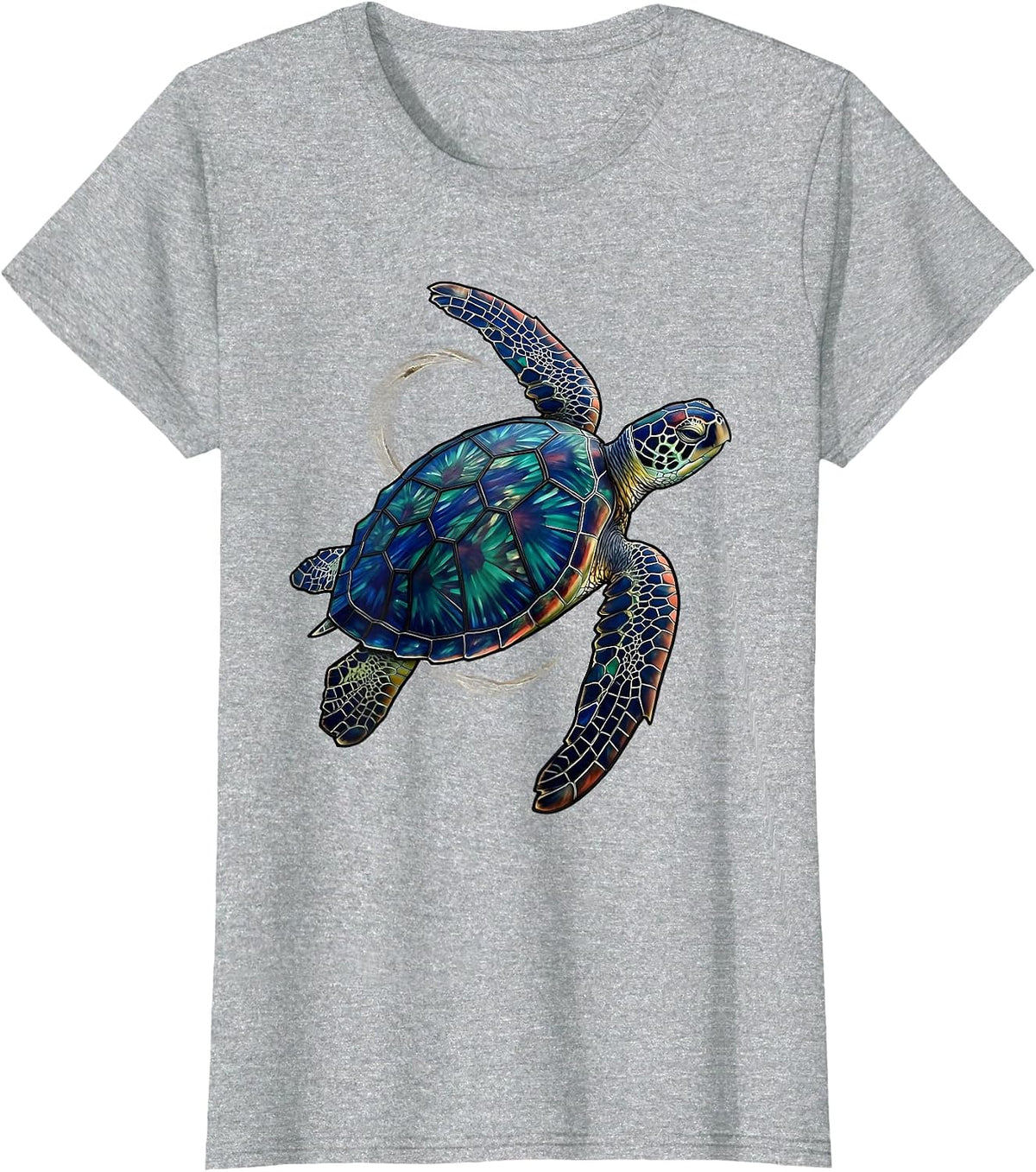 Sea Turtle Mosaic Stained Glass Ocean Animal Lover T-Shirt - Heather Grey