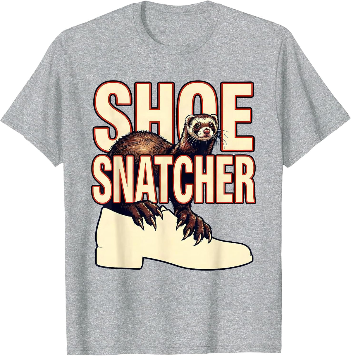Men's Shoe Snatcher Funny Ferret Lover Gift T-Shirt - Heather Grey