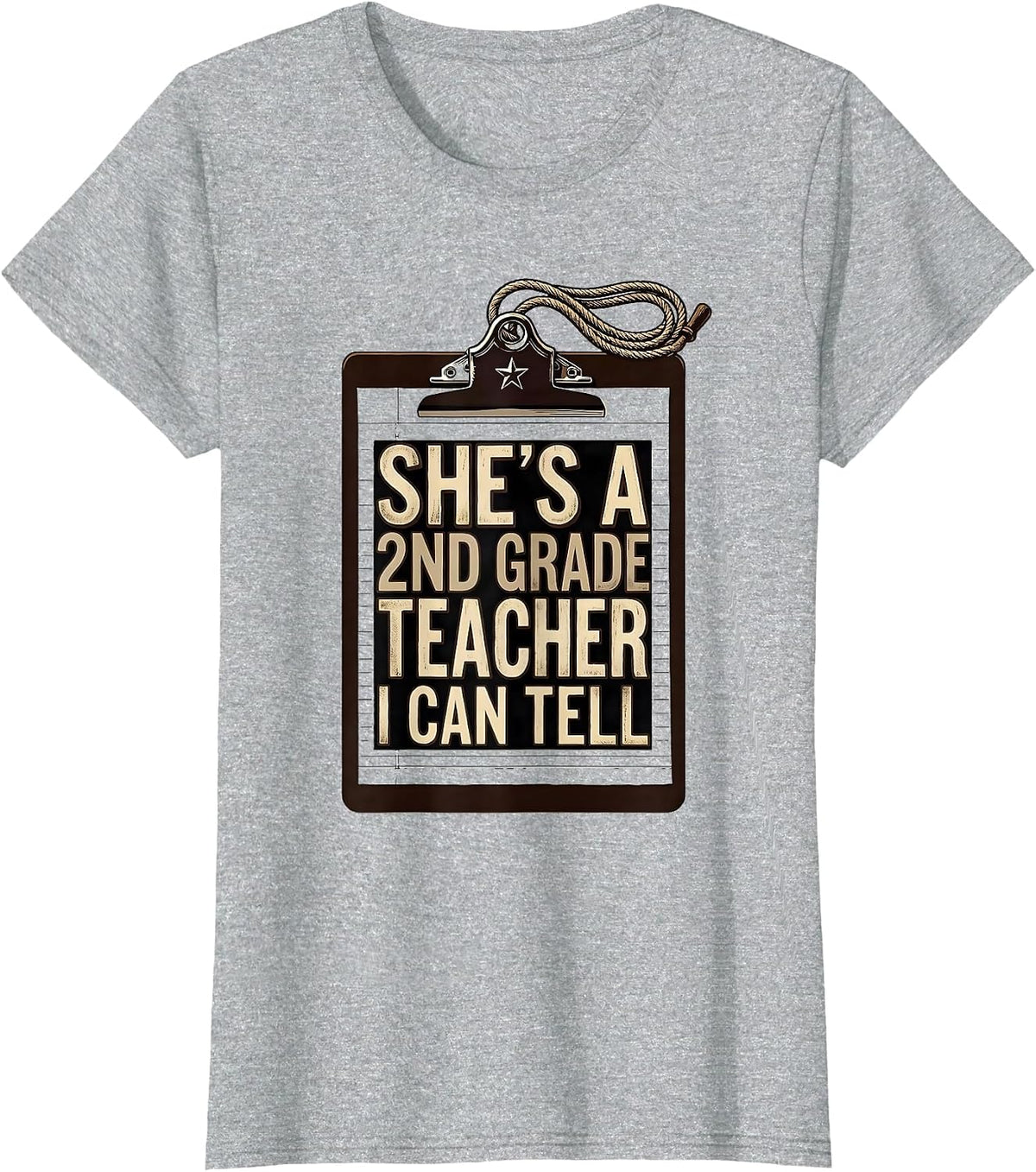 She's A 2nd Grade Teacher I Can Tell Western Cowgirl Back T-Shirt - Heather Grey