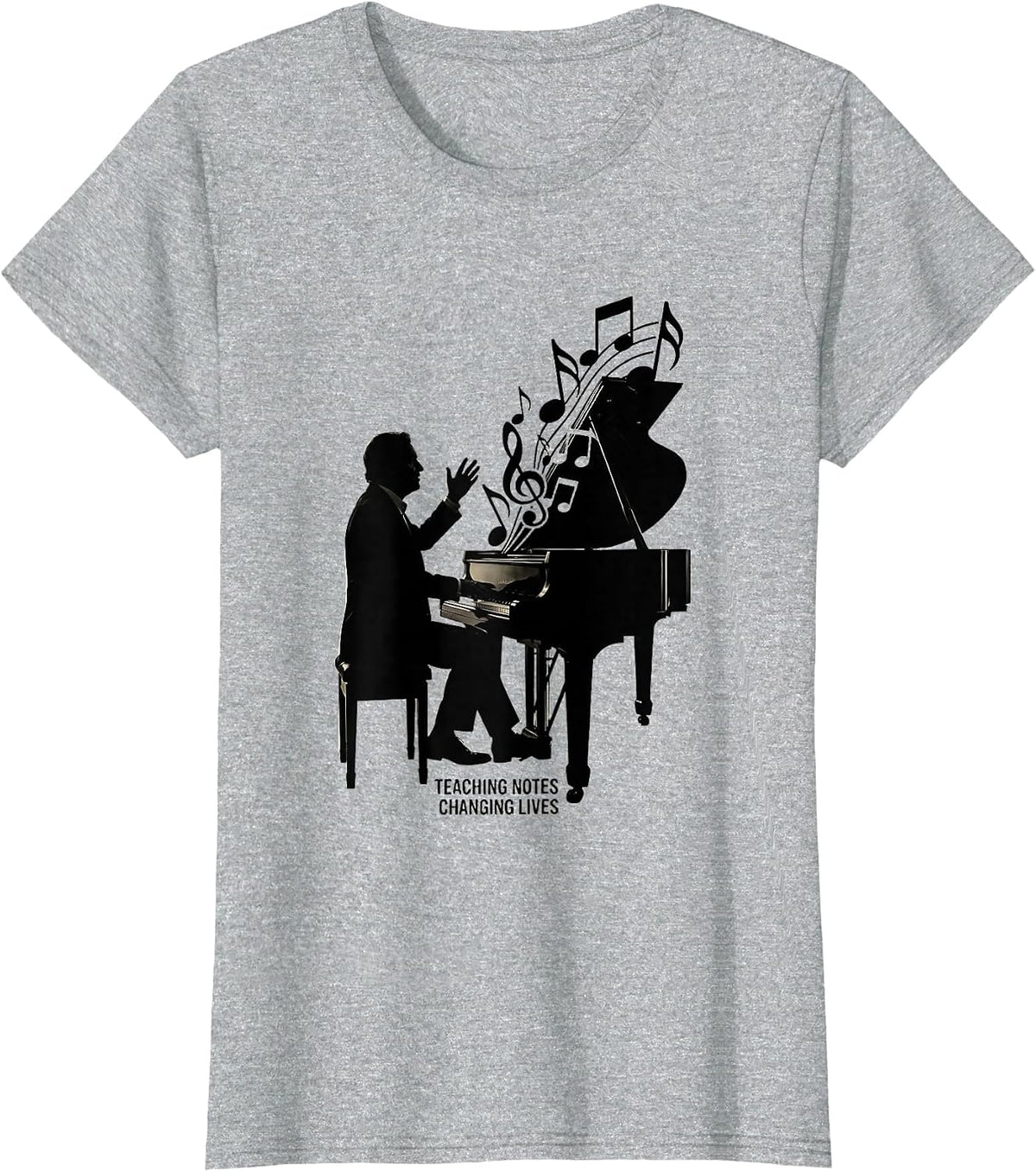 Teaching Notes Changing Lives Music Teacher Design T-Shirt - Heather Grey