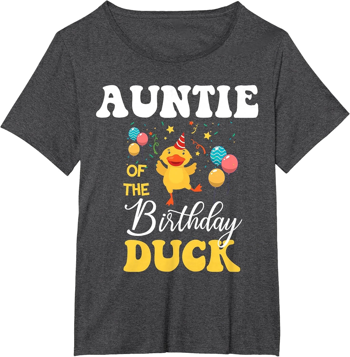 Cute Auntie of The Birthday Duck Bday Party T-Shirt - Dark Heather Grey