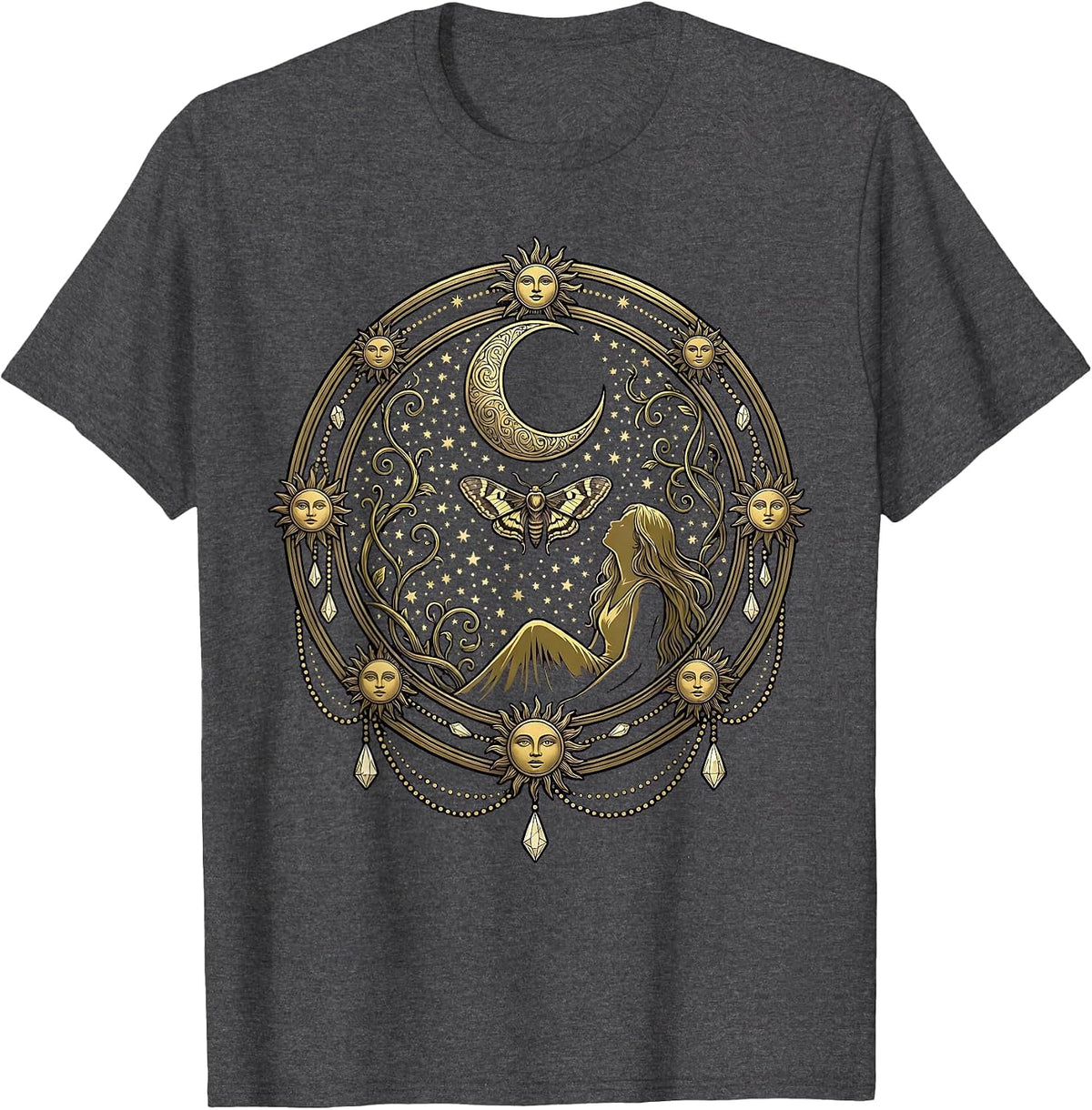 Men's Mira Night Sky Stargazing Illustration T-Shirt - Dark Heather Grey