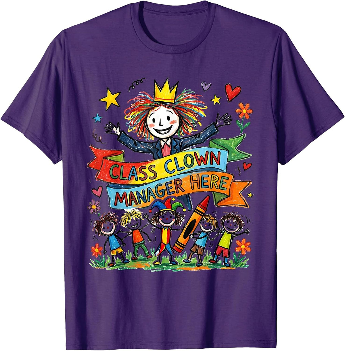 Men's Class Clown Manager Preschool Teacher Design T-Shirt - Purple