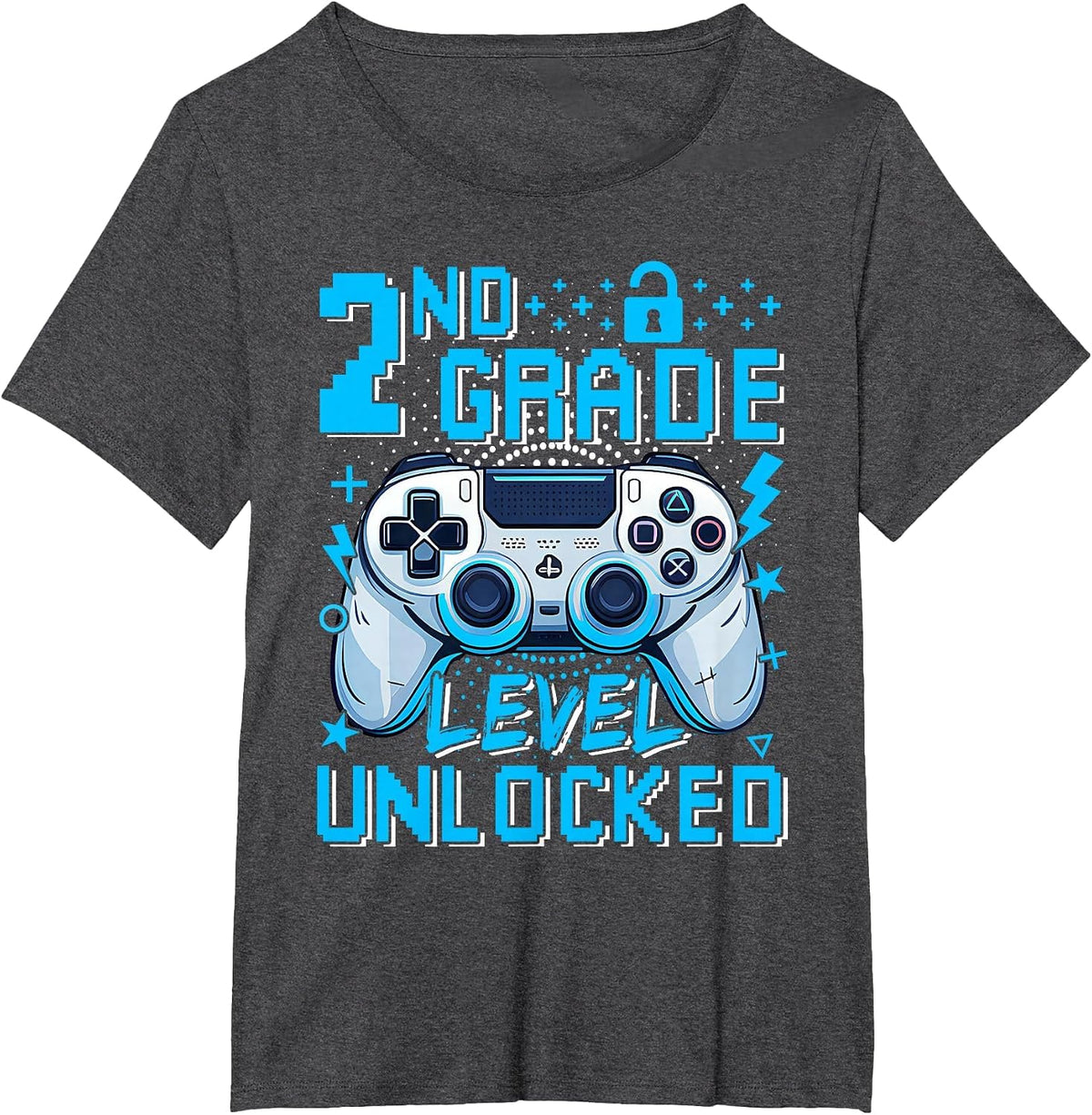 2nd Grade Level Unlocked Video Game First Day Boy Kid T-Shirt - Dark Heather Grey