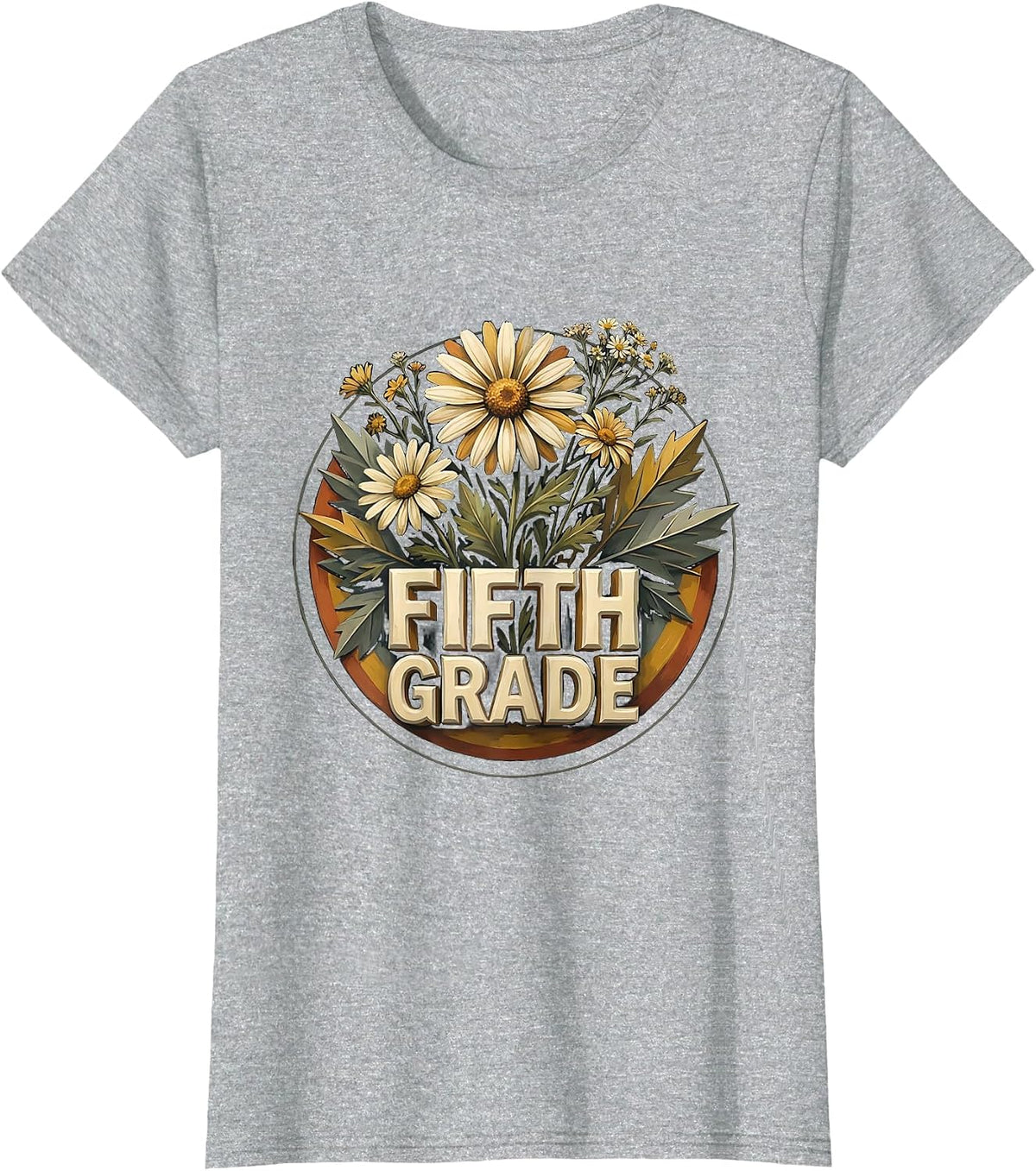 Fifth Grade Wildflower Back To School Teacher Pride T-Shirt - Heather Grey