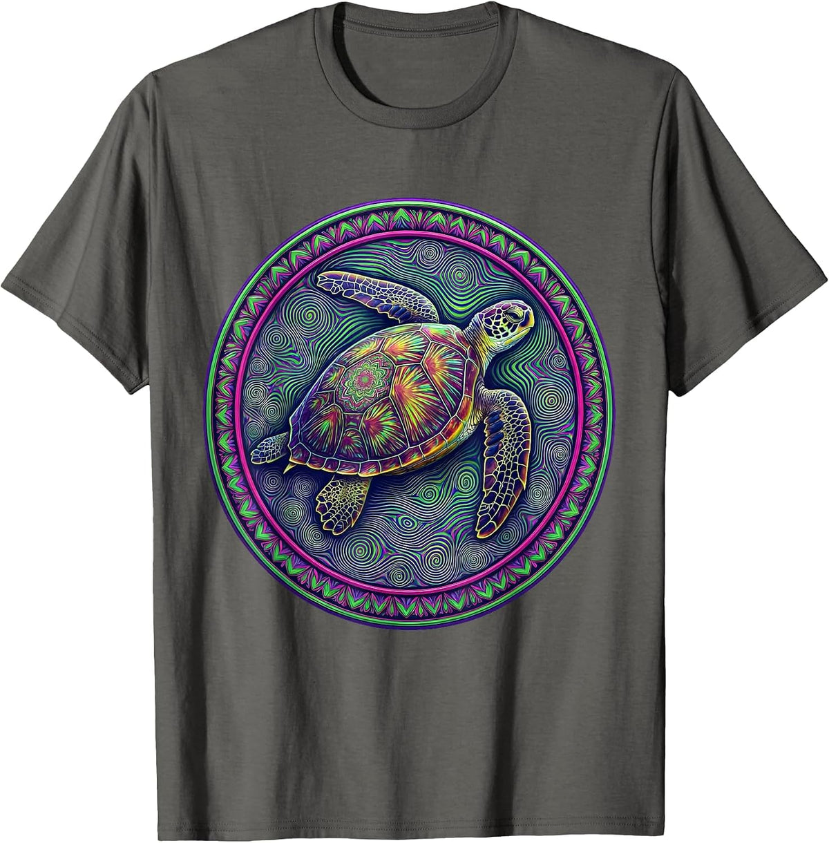 Sea Turtle Sunlit Ocean Peace Graphic T-Shirt - Asphalt Grey