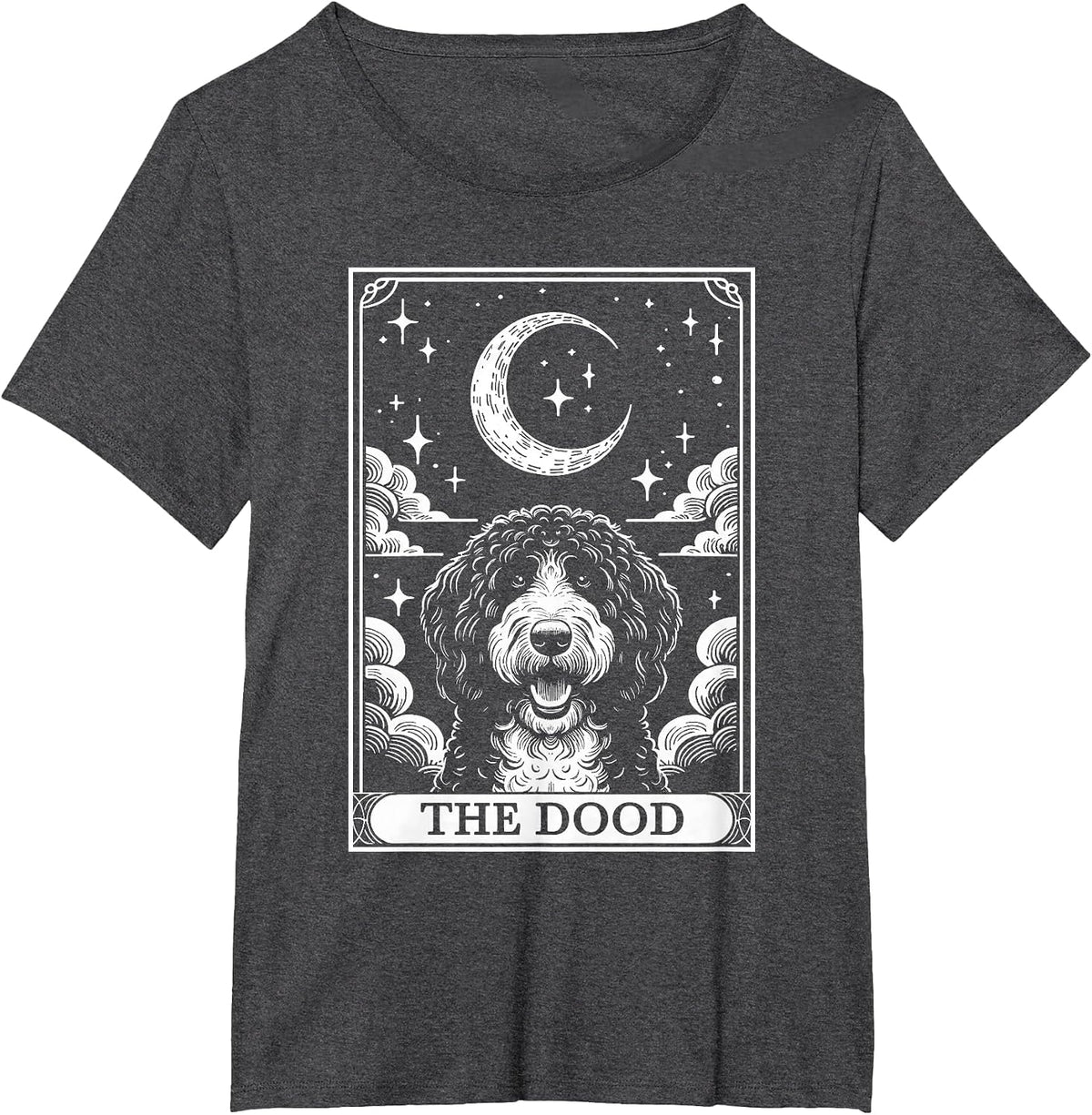 Tarot Card Vintage Half Moon Bernedoodle Dog Mum T-Shirt - Dark Heather Grey