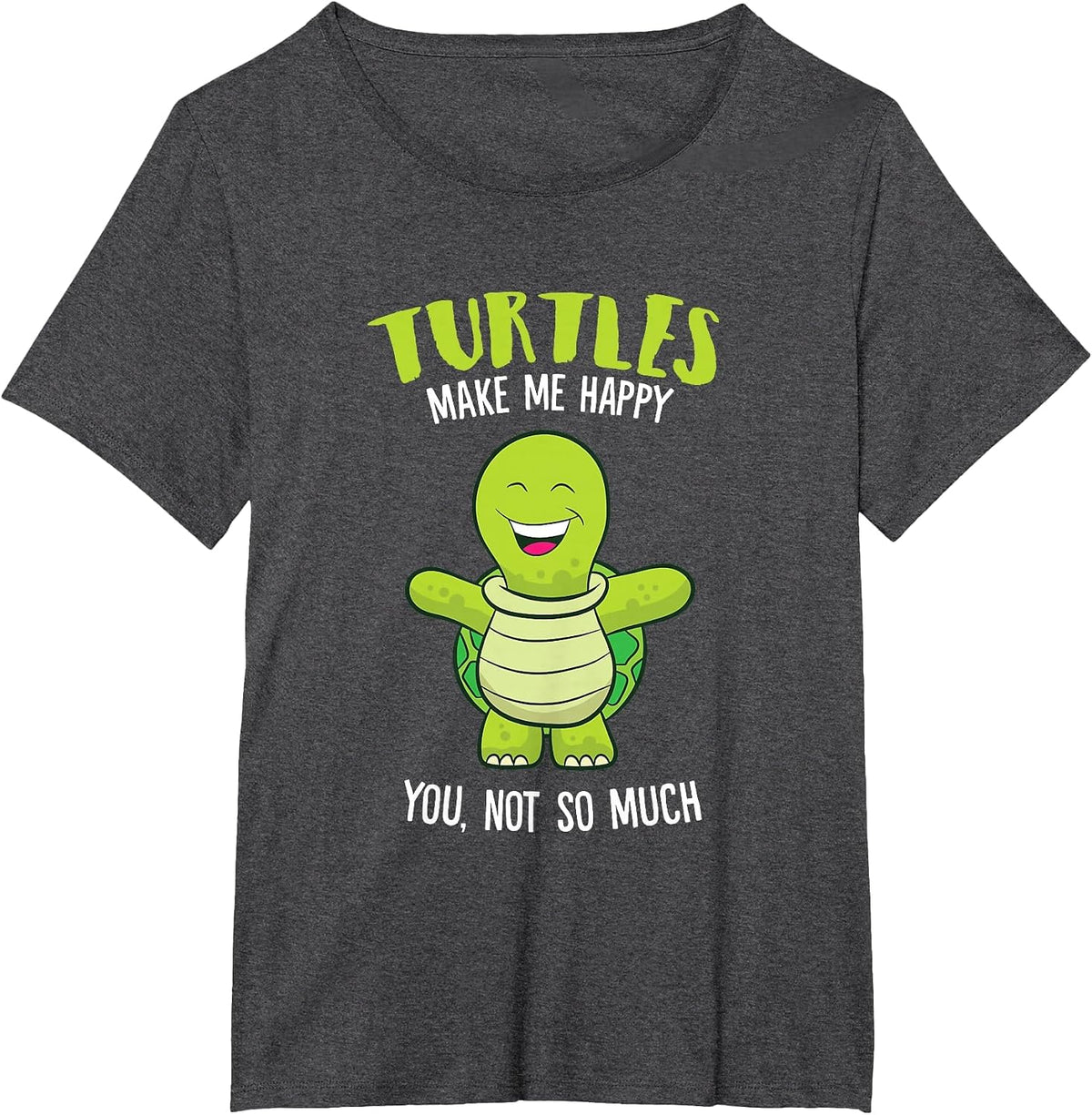 Turtles Make Me Happy Love Turtles T-Shirt - Dark Heather Grey