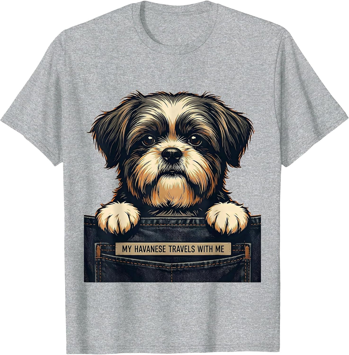 Men's My Havanese Travels With Me Cute Havanese Dog Lover Gift T-Shirt - Heather Grey