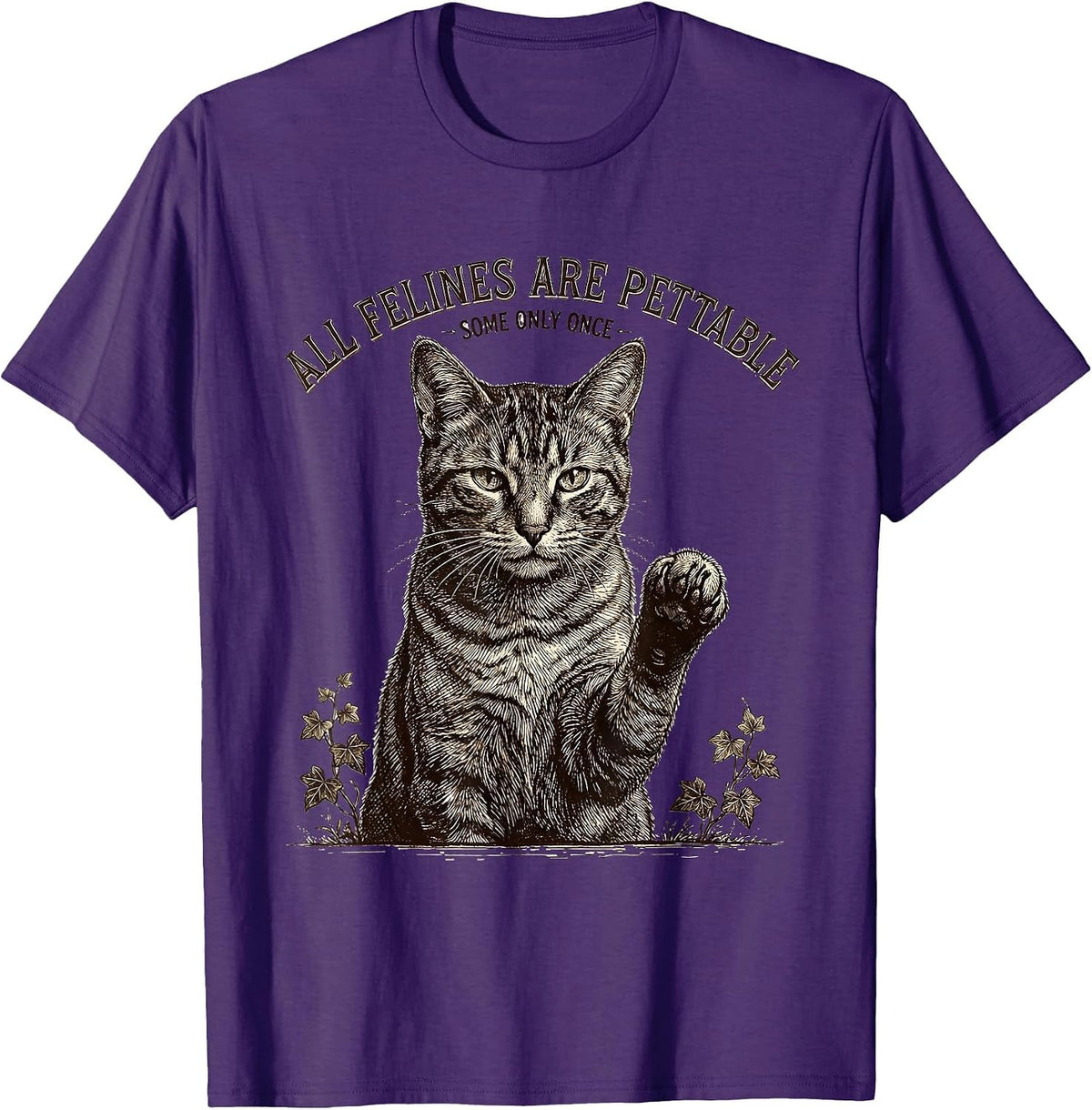 All Felines Are Pettable Some Only Once Funny Cat Lover T-Shirt - Purple