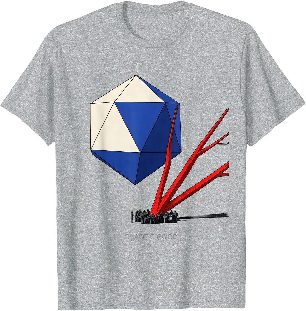 Men's Chaotic Good Geometric RPG Gamer Tabletop Humor T-Shirt - Heather Grey