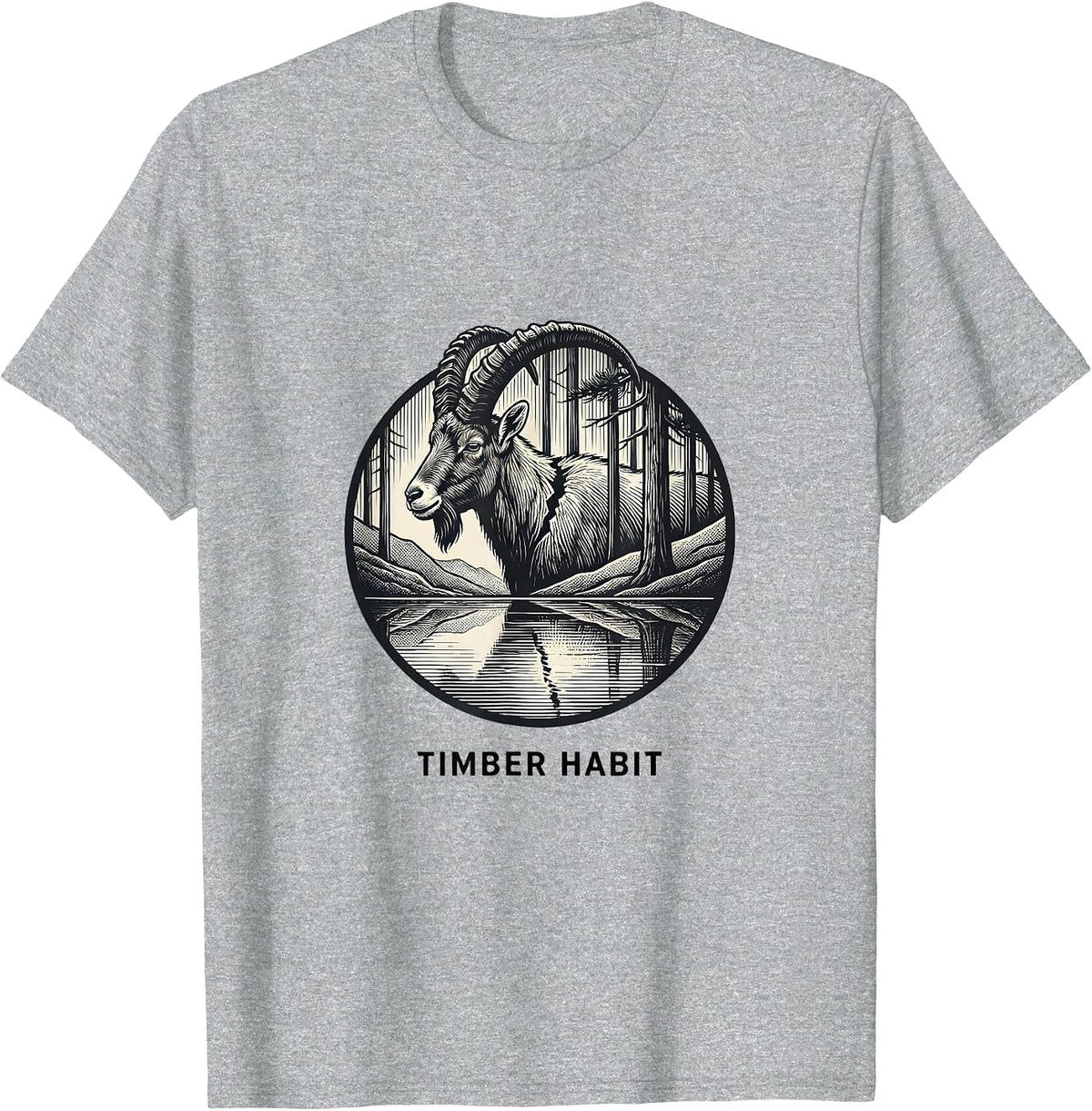 Men's Timber Habit Vintage Forest Wildlife Nature Outdoor T-Shirt - Heather Grey