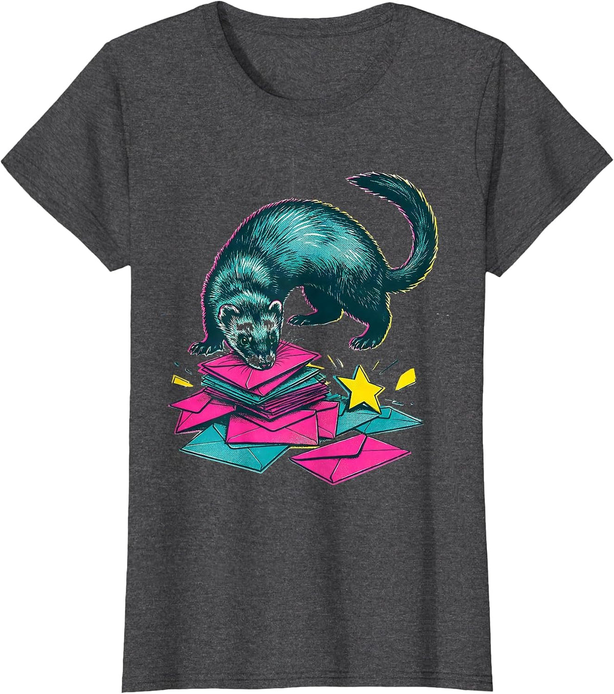 Women's Ferret Burrow Chaos Holiday Humor Gift T-Shirt - Dark Heather Grey