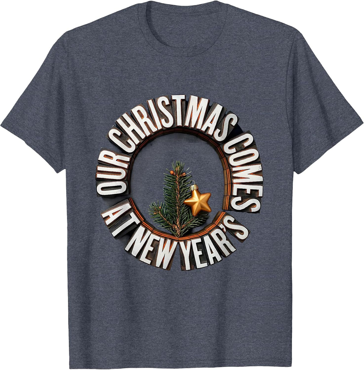 Our Christmas Comes At New Year's Vintage Russian Heritage T-Shirt - Heather Blue