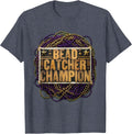 Bead Catcher Champion Mardi Gras Design T-Shirt - Heather Blue