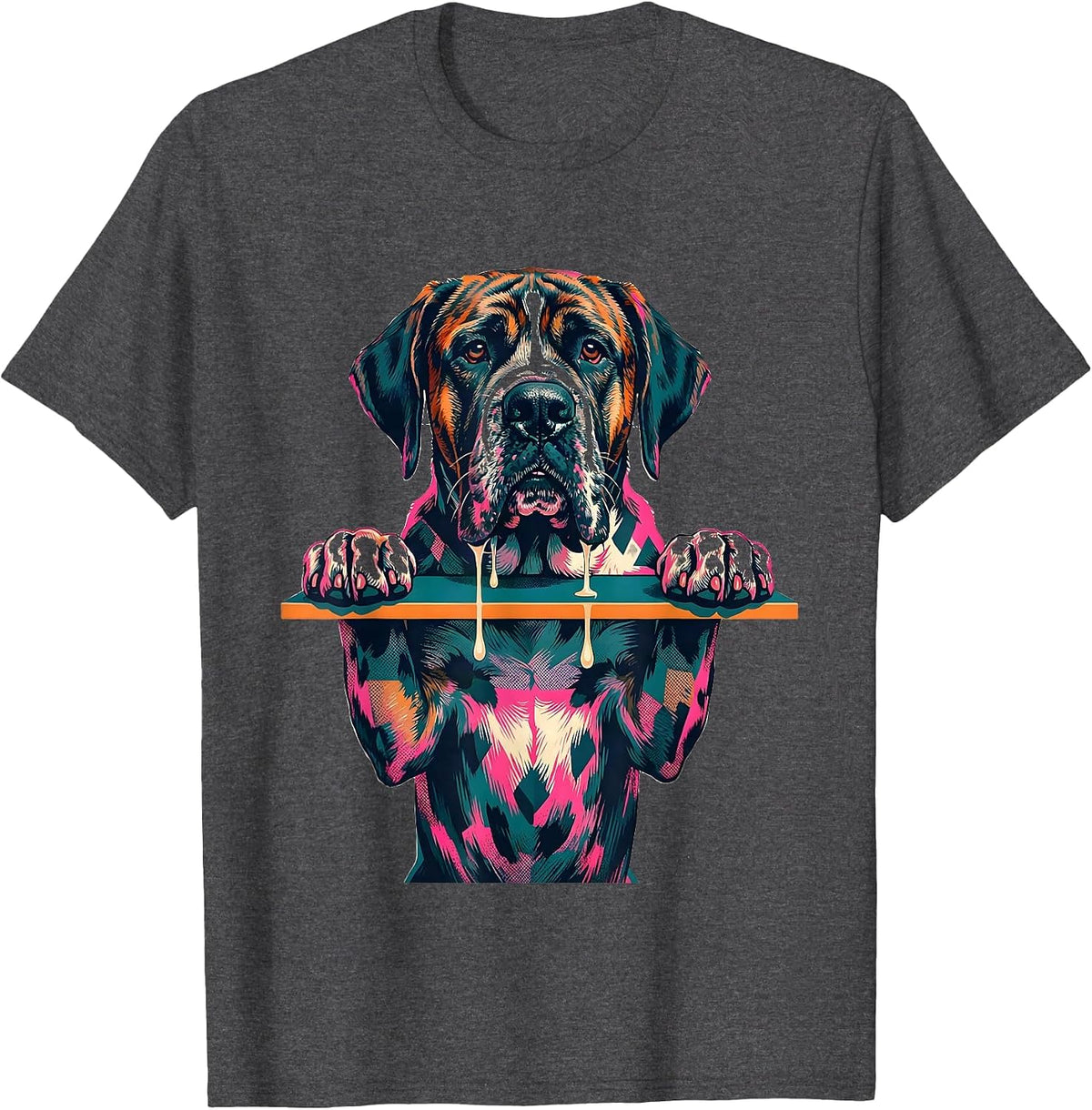 Great Dane Harlequin Drool Dog Owner Humor T-Shirt - Dark Heather Grey