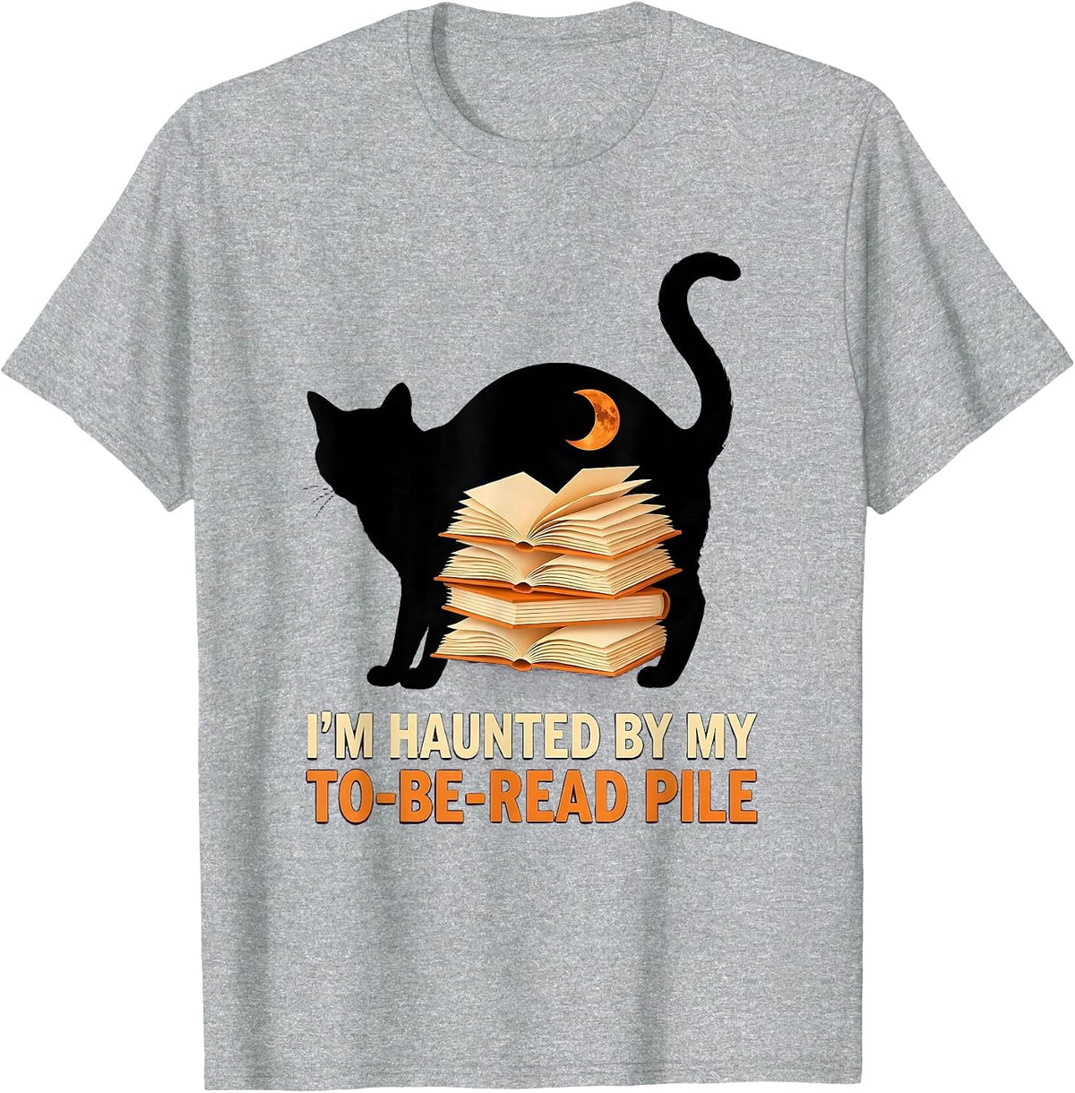 Men's I'm Haunted By My To-Be-Read Pile Funny Book Lover Halloween T-Shirt - Heather Grey