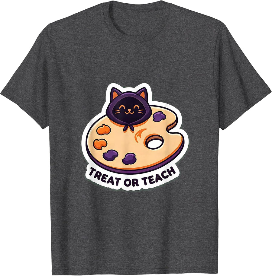 Men's Treat Or Teach Funny Teacher Halloween Costume Pun Humor T-Shirt - Dark Heather Grey